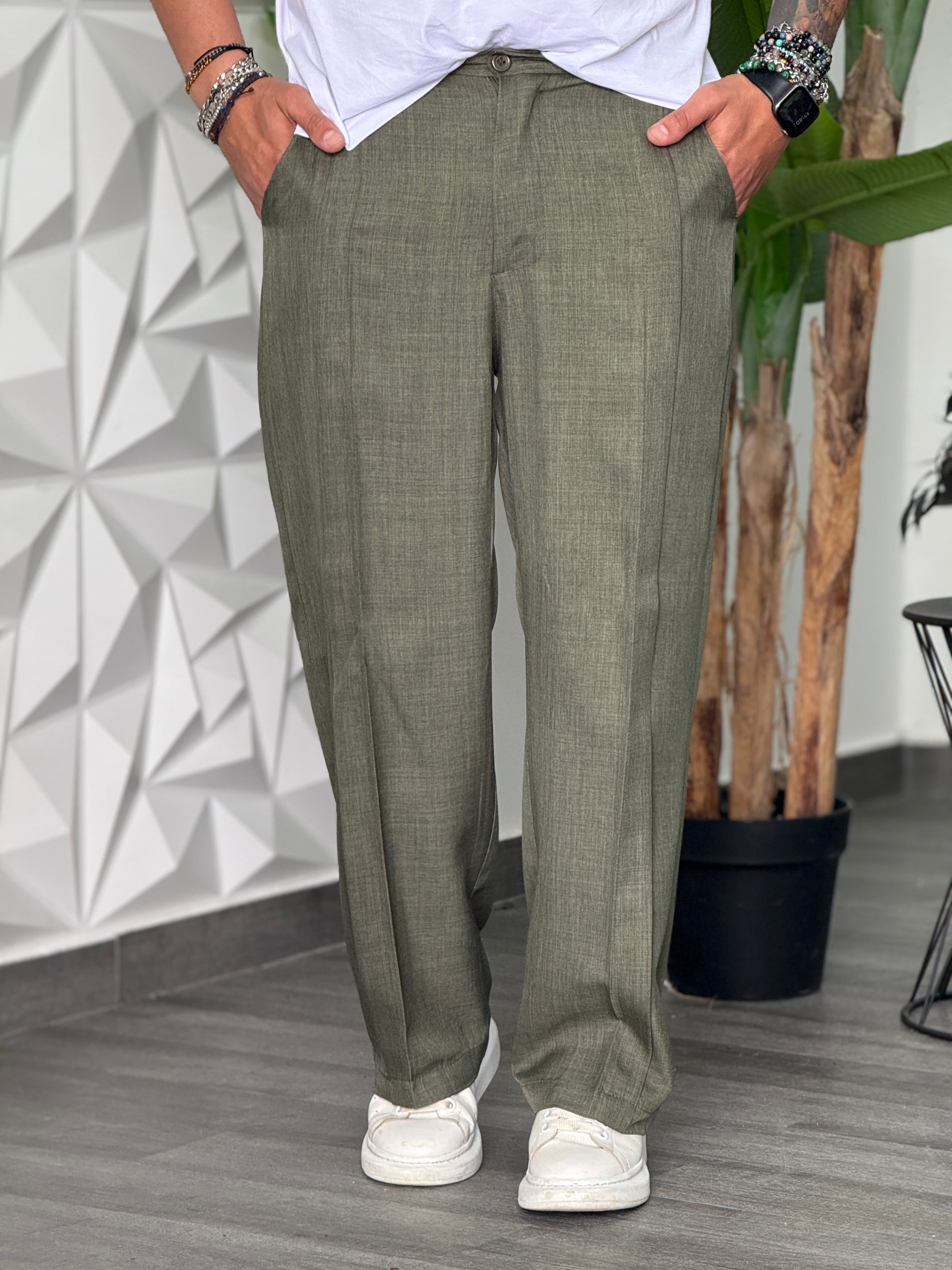 PANTALONE ROMA VERDE FIAMMATO  NEW JOB BRAND