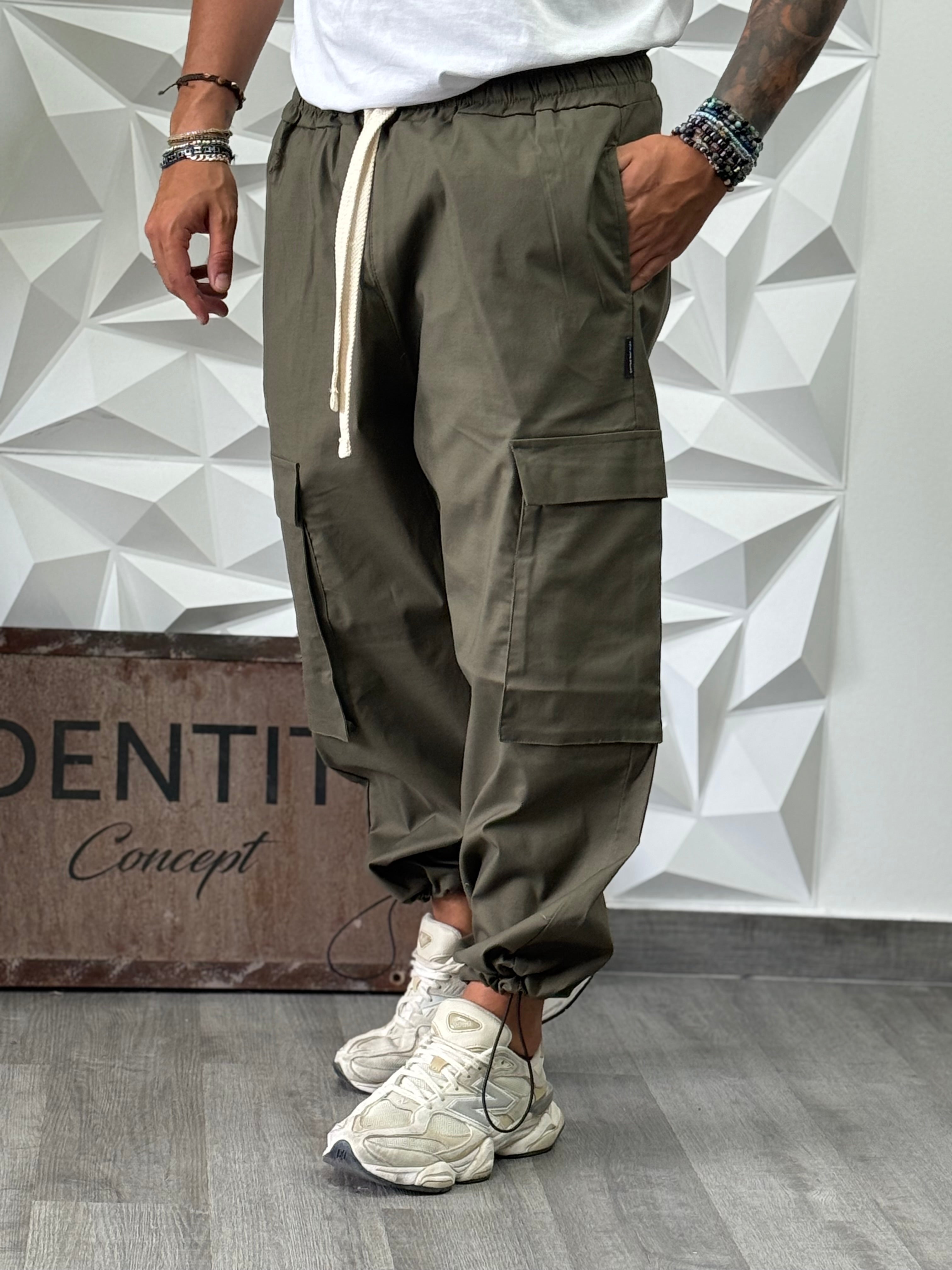 PANTALACCIO COPENAGHEN  FONDO REGOLABILE VERDE MILITARE NEW JOB BRAND