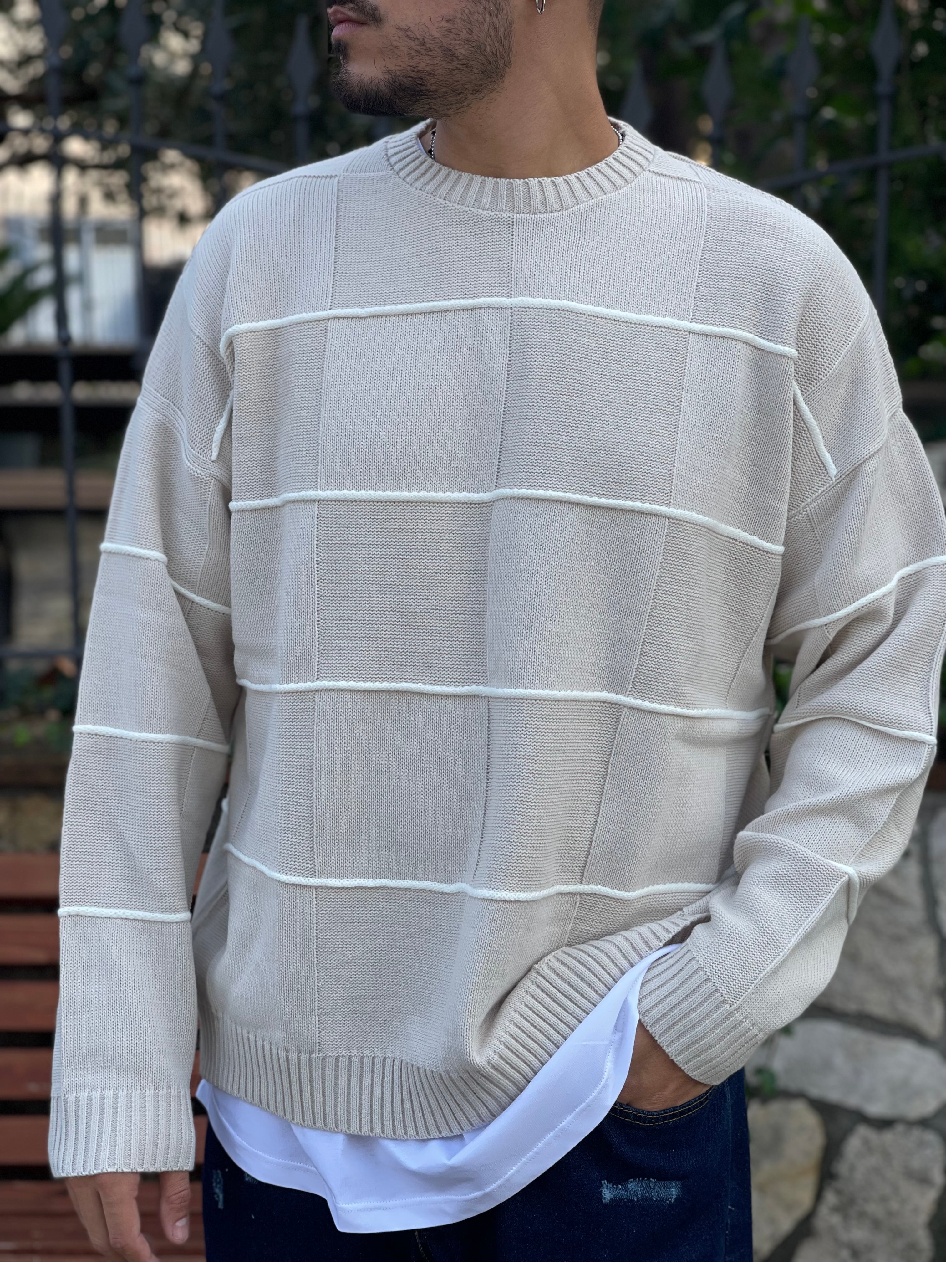 PULLOVER OVERSIZE BEIGE CON RIGHE NEW JOB BRAND