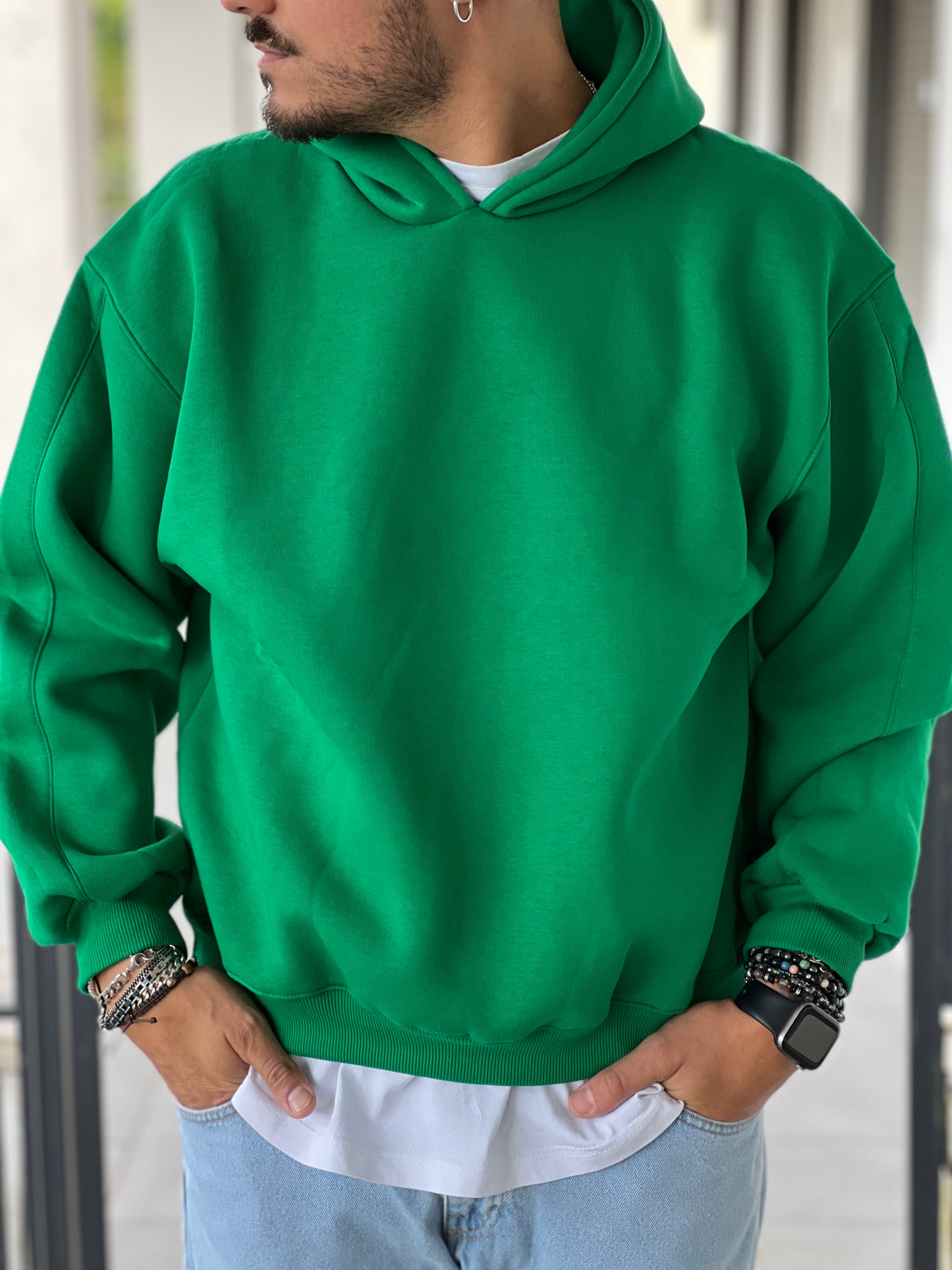 FELPA CAPPUCCIO VERDE  NEW JOB BRAND