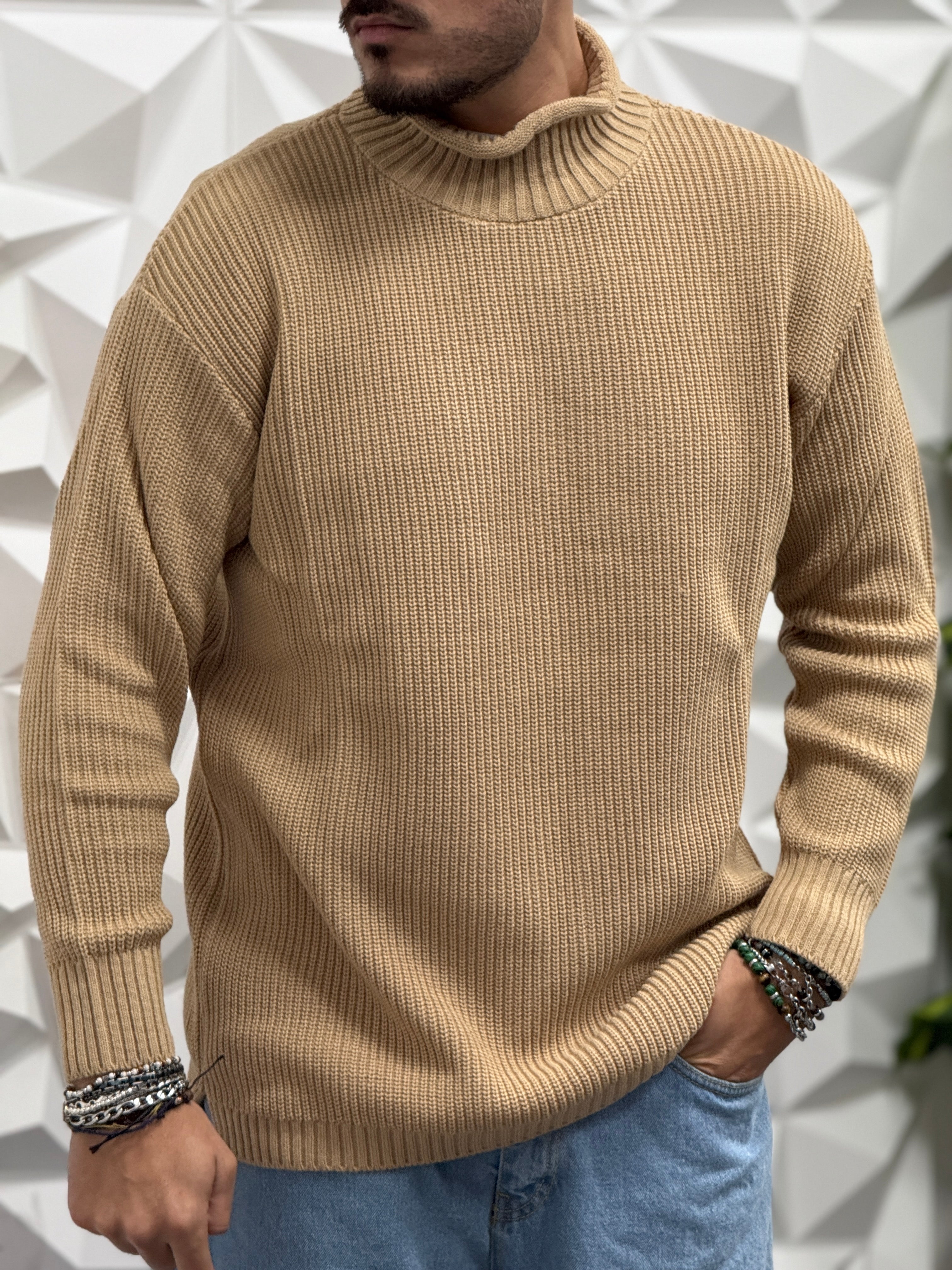 PULLOVER COLLO ALTO CAMEL  NEW JOB BRAND