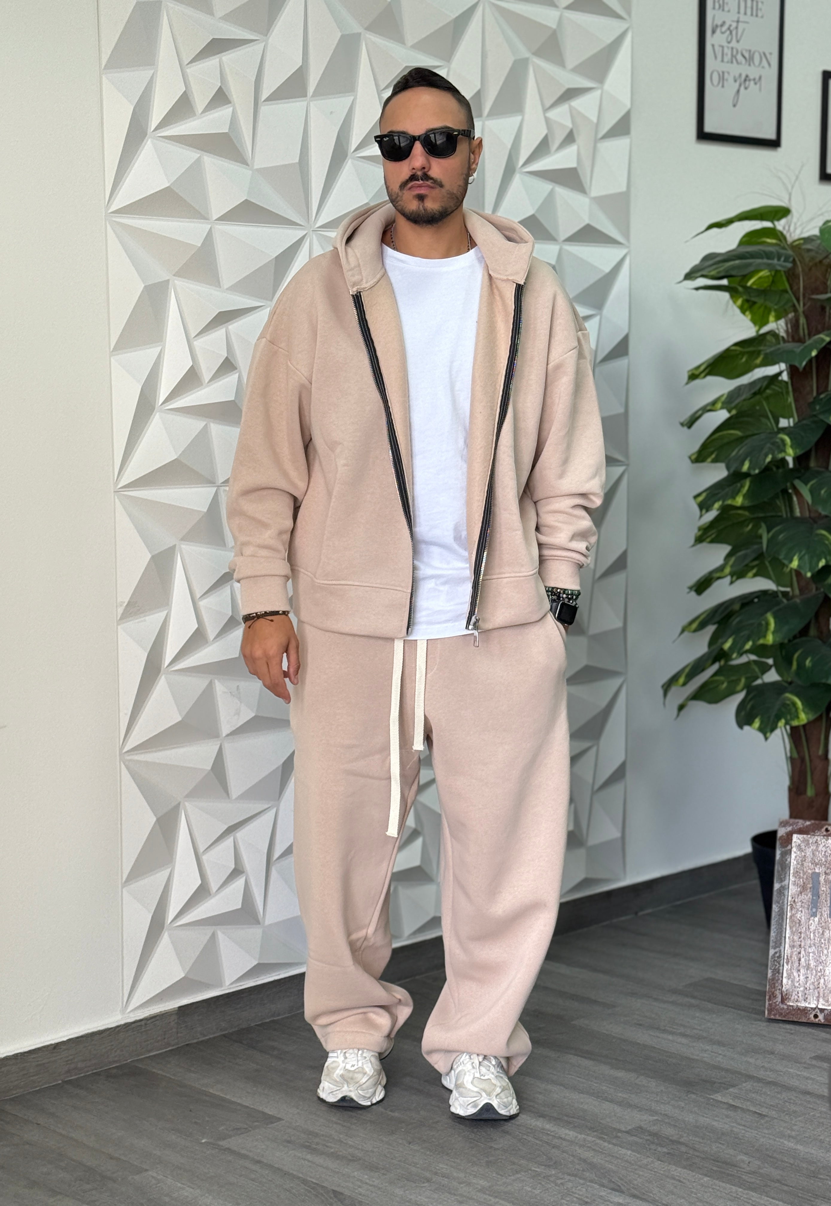 Coordinato tuta Baggy  beige GB28 New Job Brand