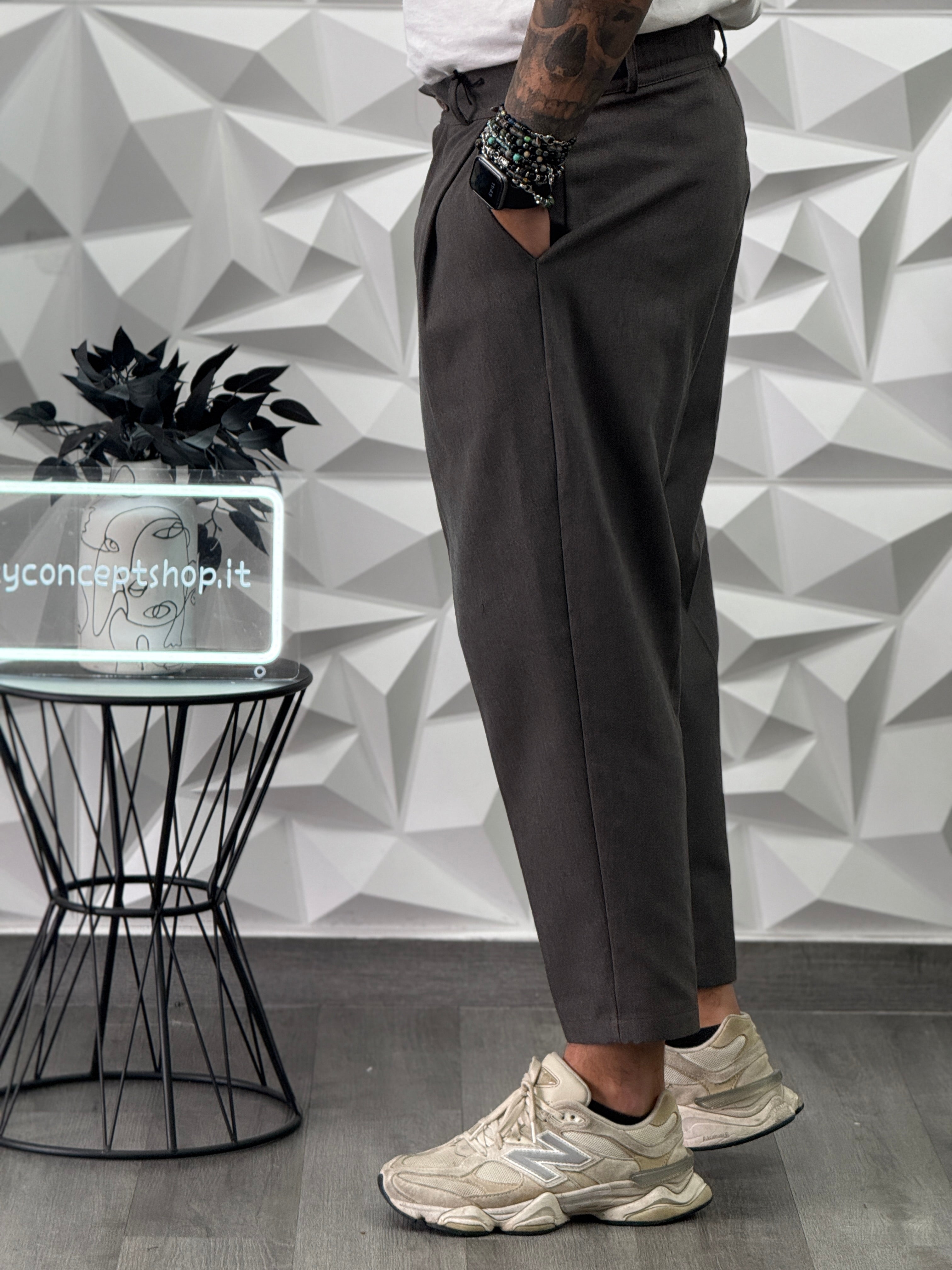 PANTALONE MONTECARLO FW26 GRIGIO MICROFANTASIA  NEW JOB BRAND