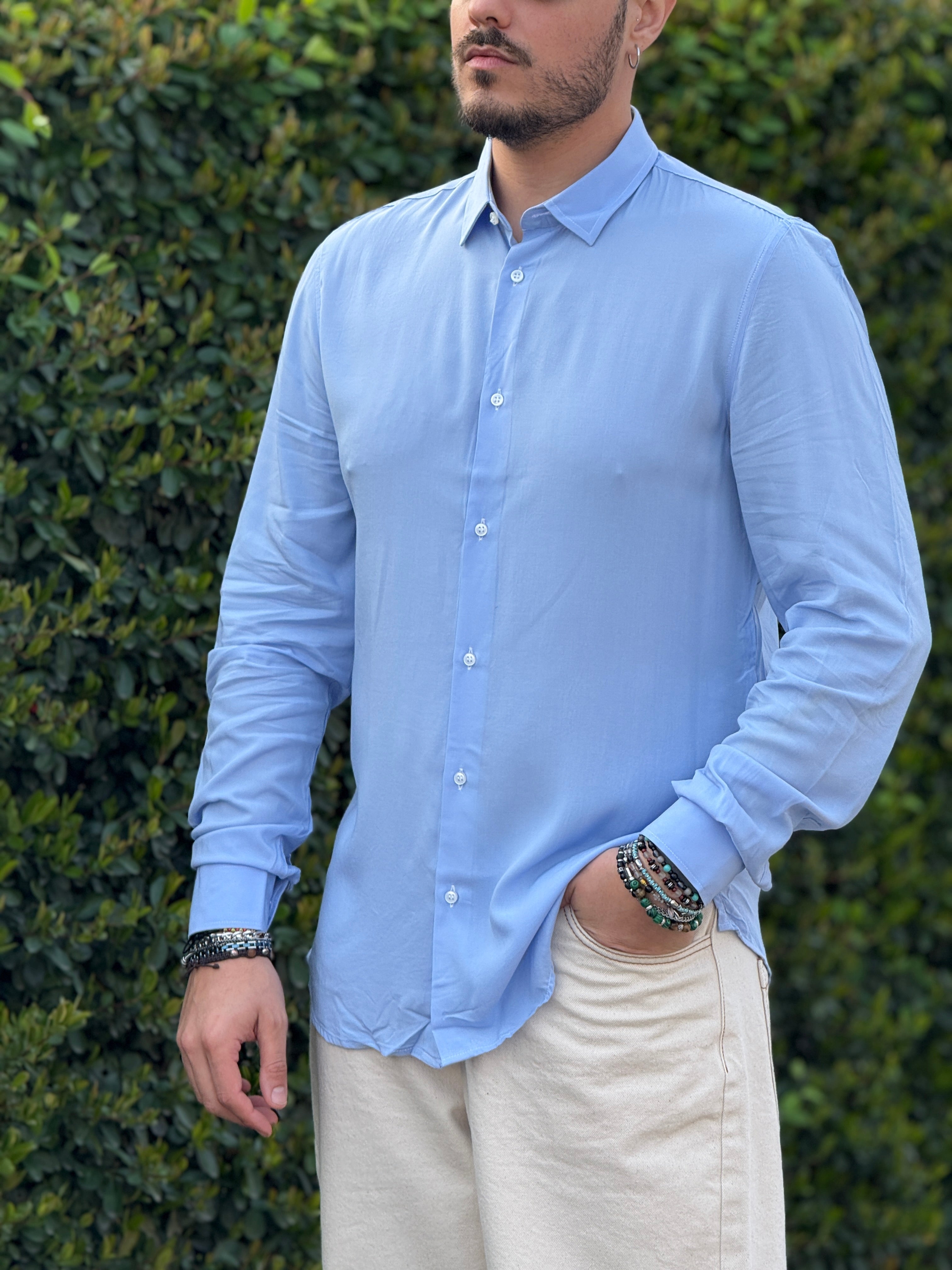 CAMICIA VISCOSA  CELESTE NEW JOB BRAND