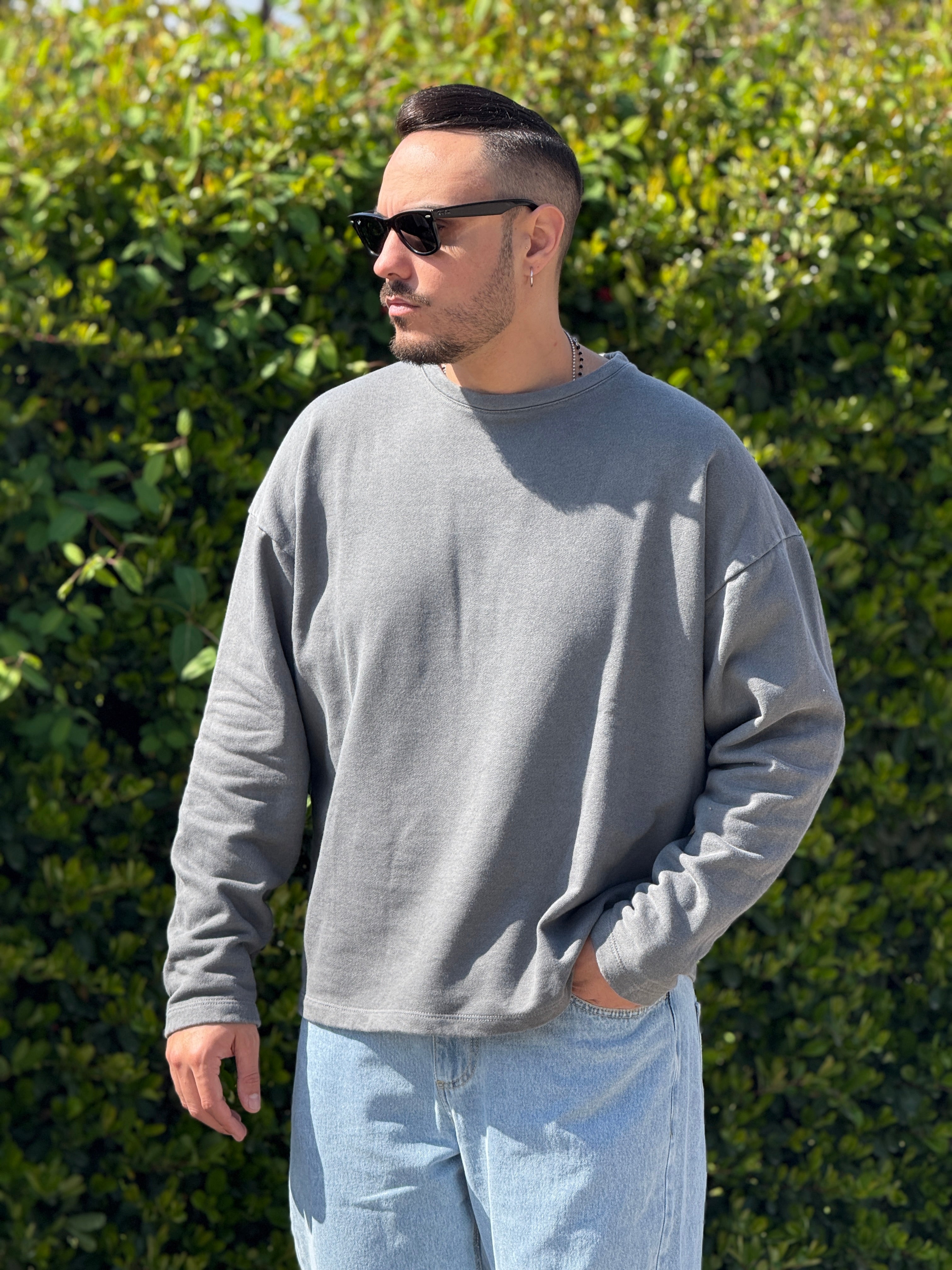 Shirt 300gr over  doppiamanica verde militare  new Job Brand