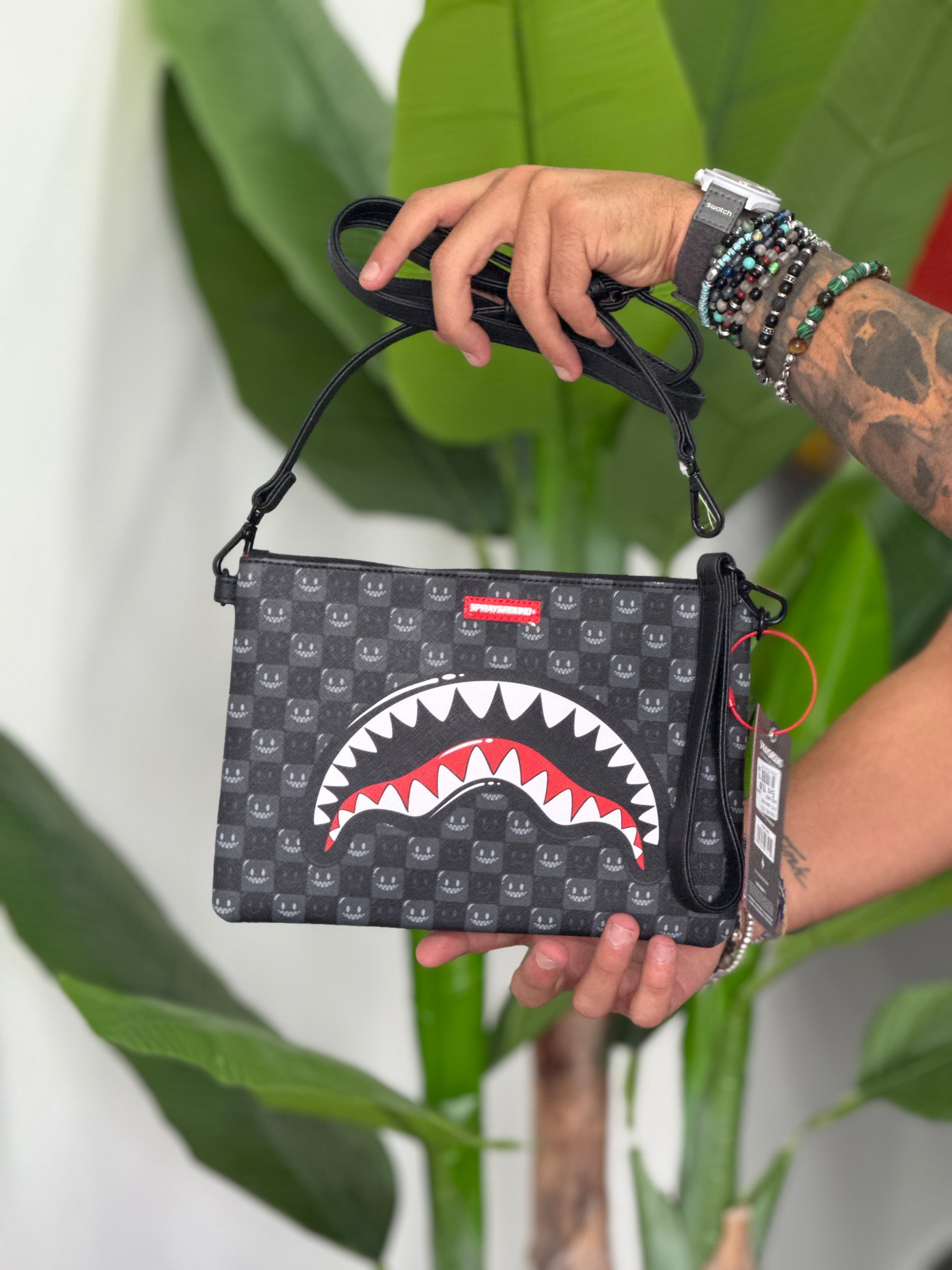 Pochette sprayground sharks in paris wtf bubbly nero