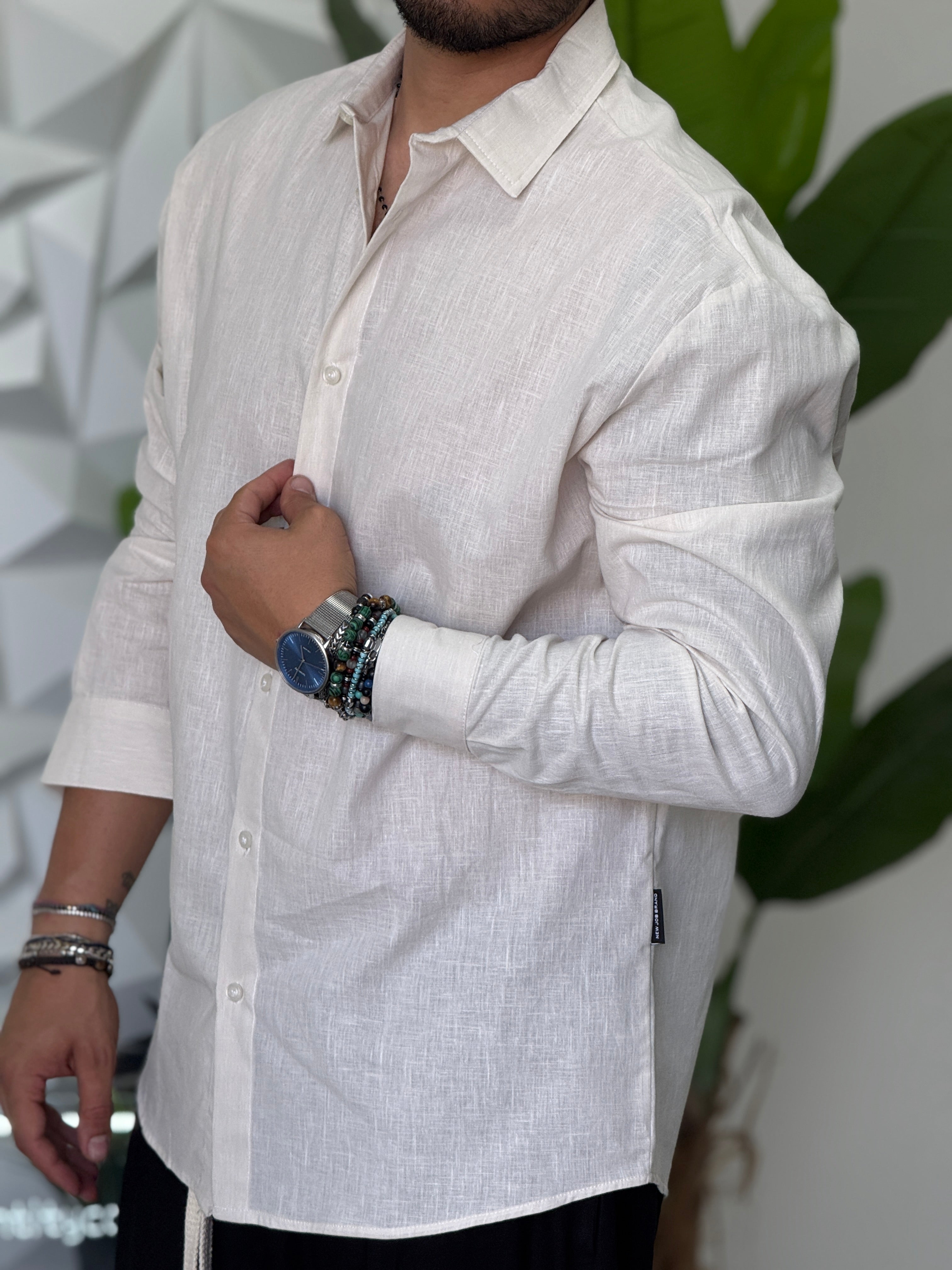 CAMICIA LINO BEIGE  NEW JOB BRAND