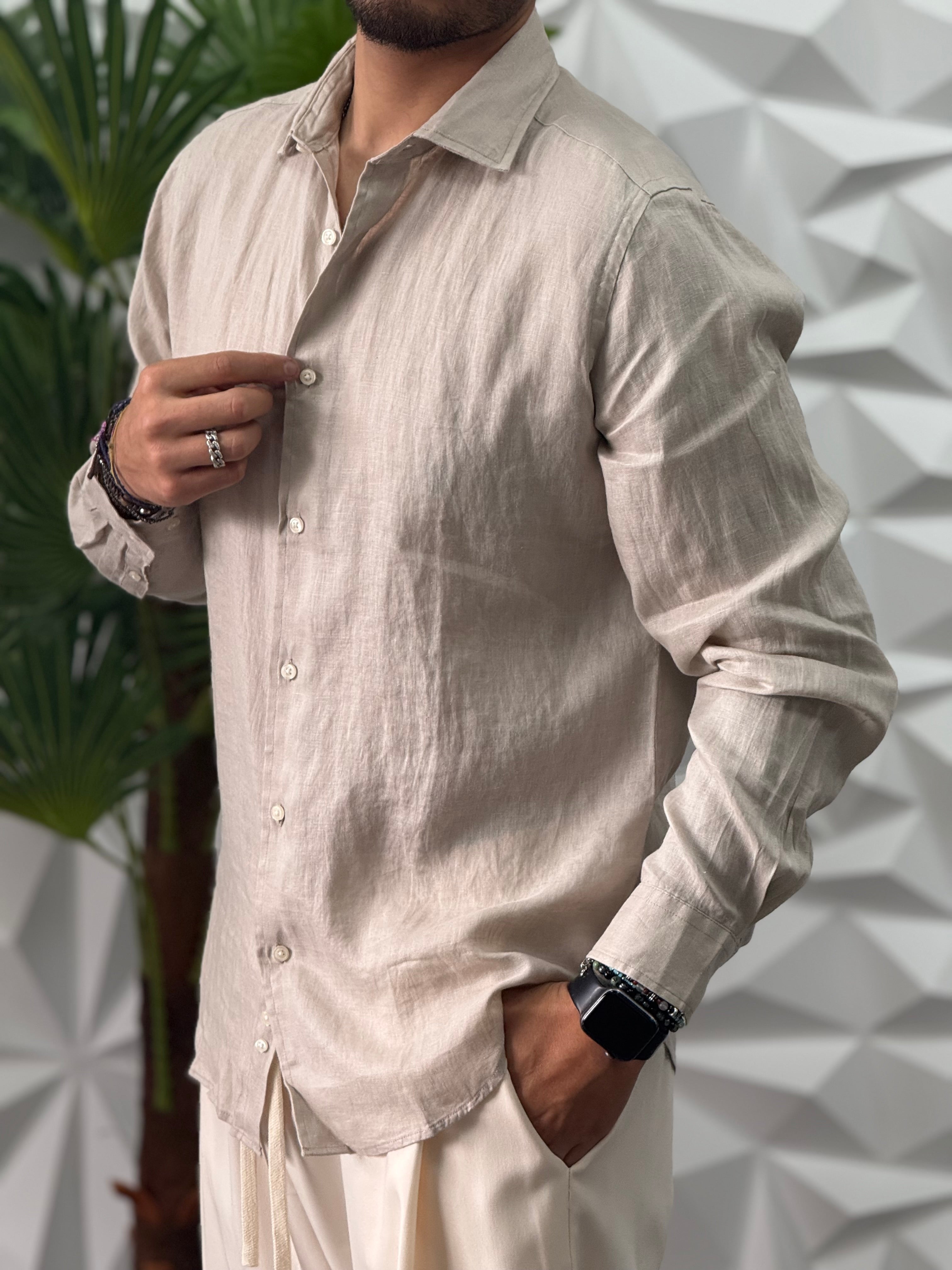 CAMICIA IN LINO BEIGE