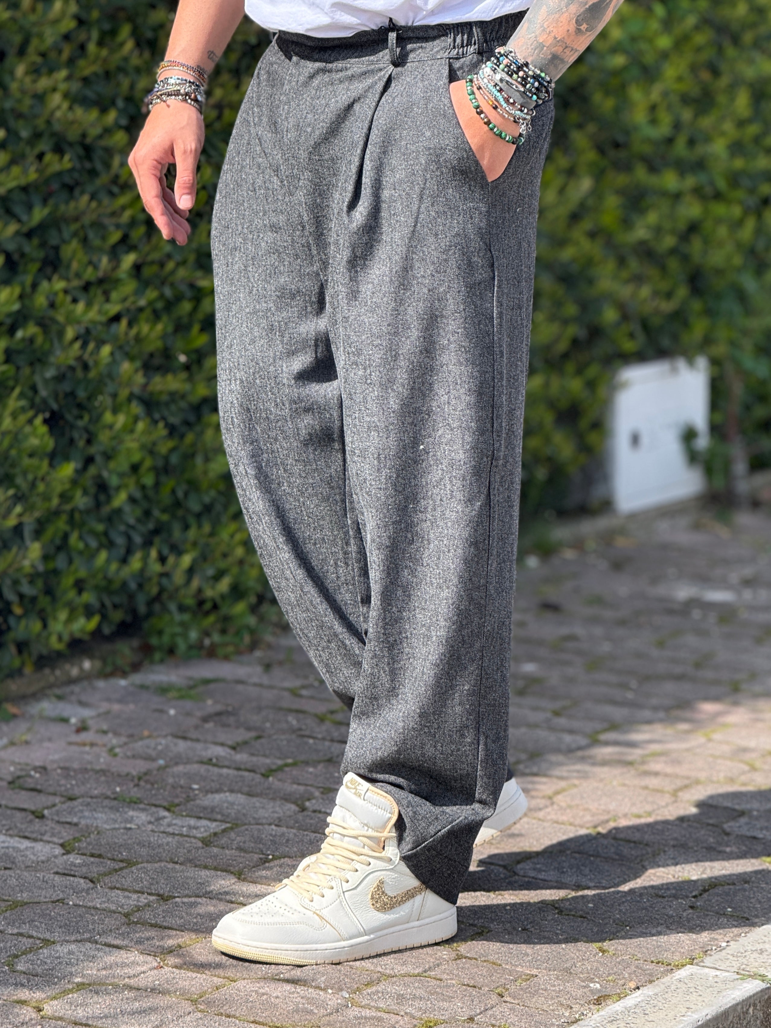 PANTALACCIO AMALFI JEANS FIAMMATO GRIGIO BAGGY  NEW JOB BRAND