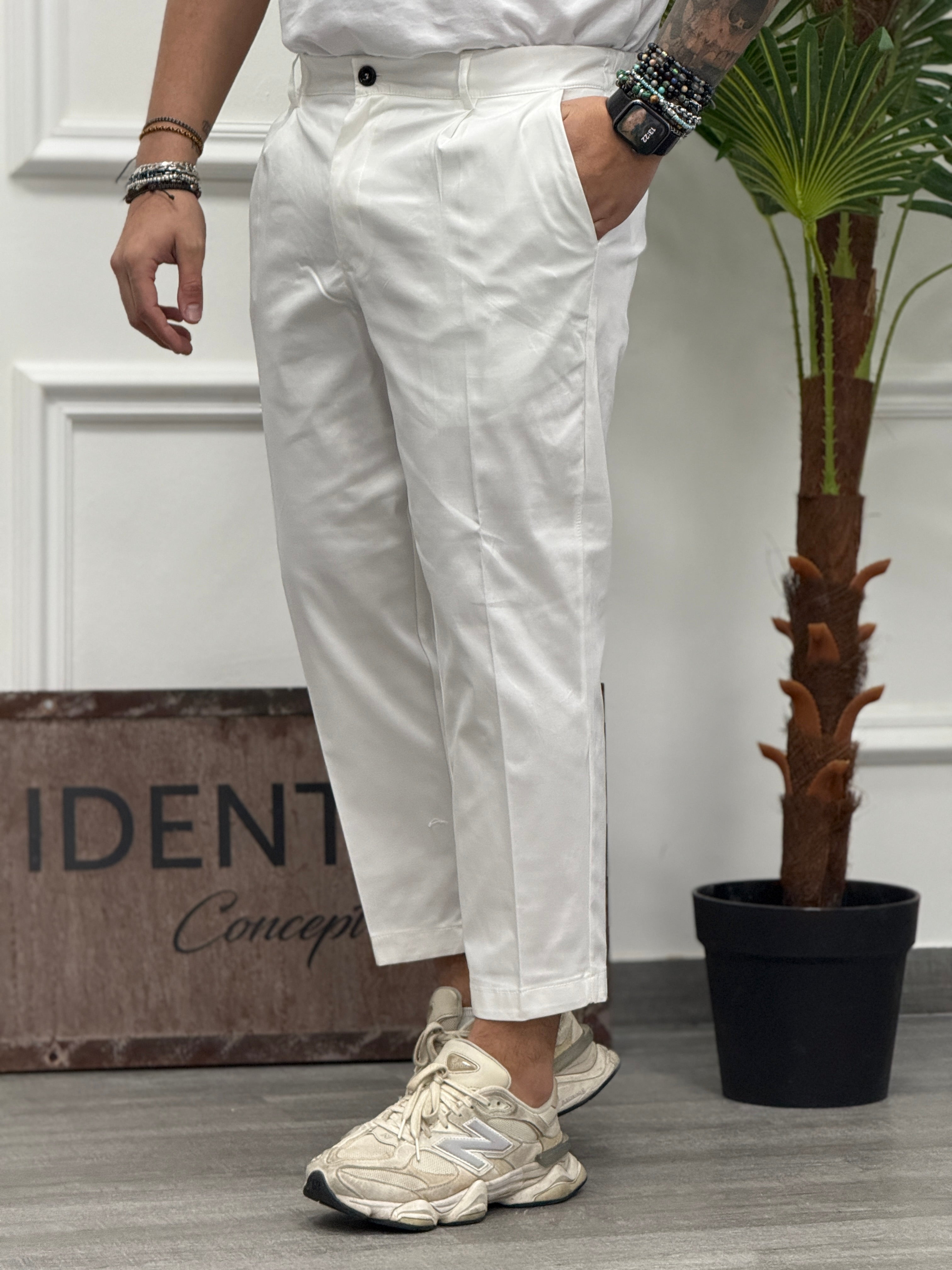 PANTALONE PIGA BIANCO GABARDINA NEW JOB BRAND