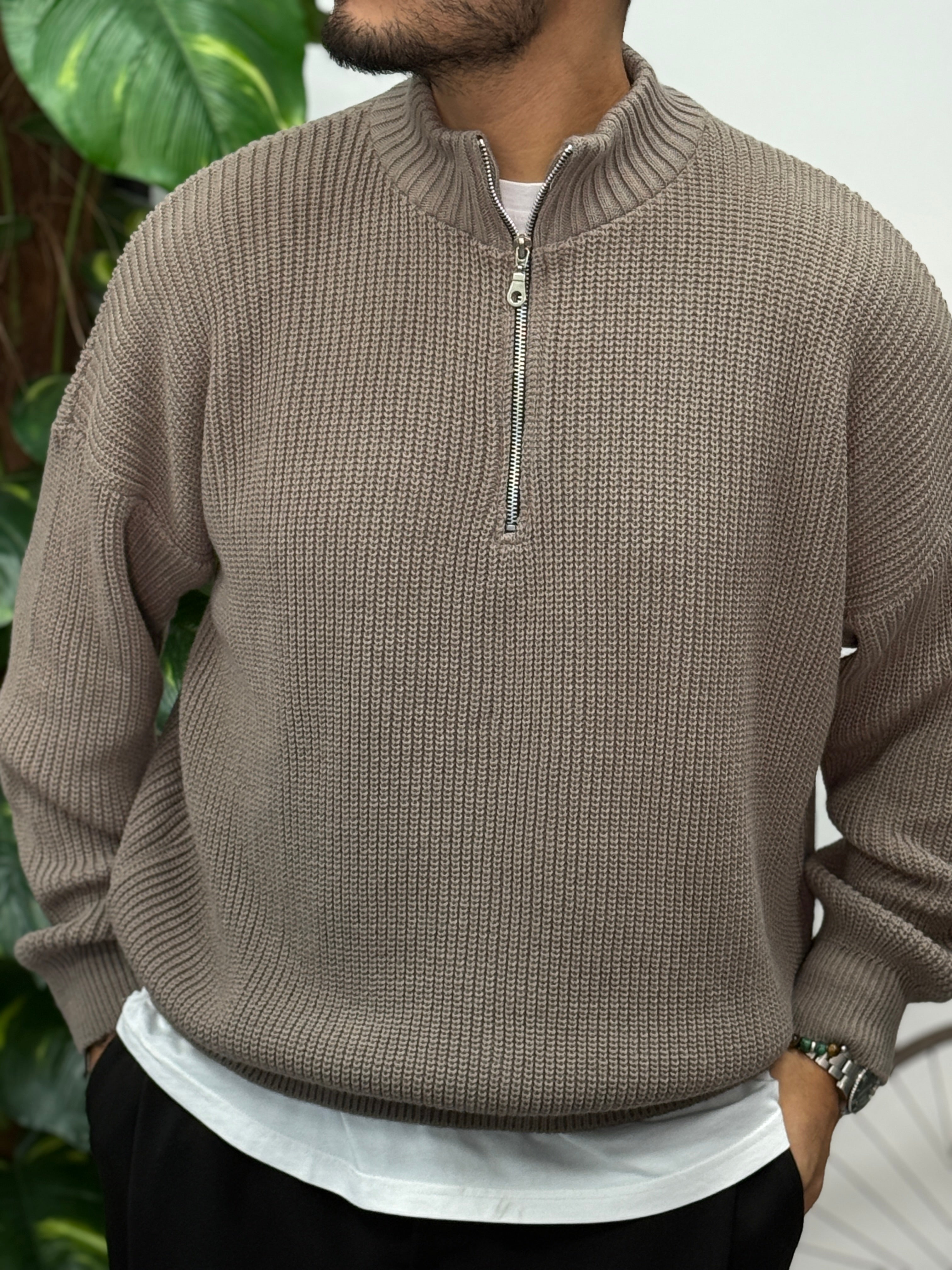 PULLOVER OVERSIZE MEZZA ZIP VIOLETTO  NEW JOB BRAND