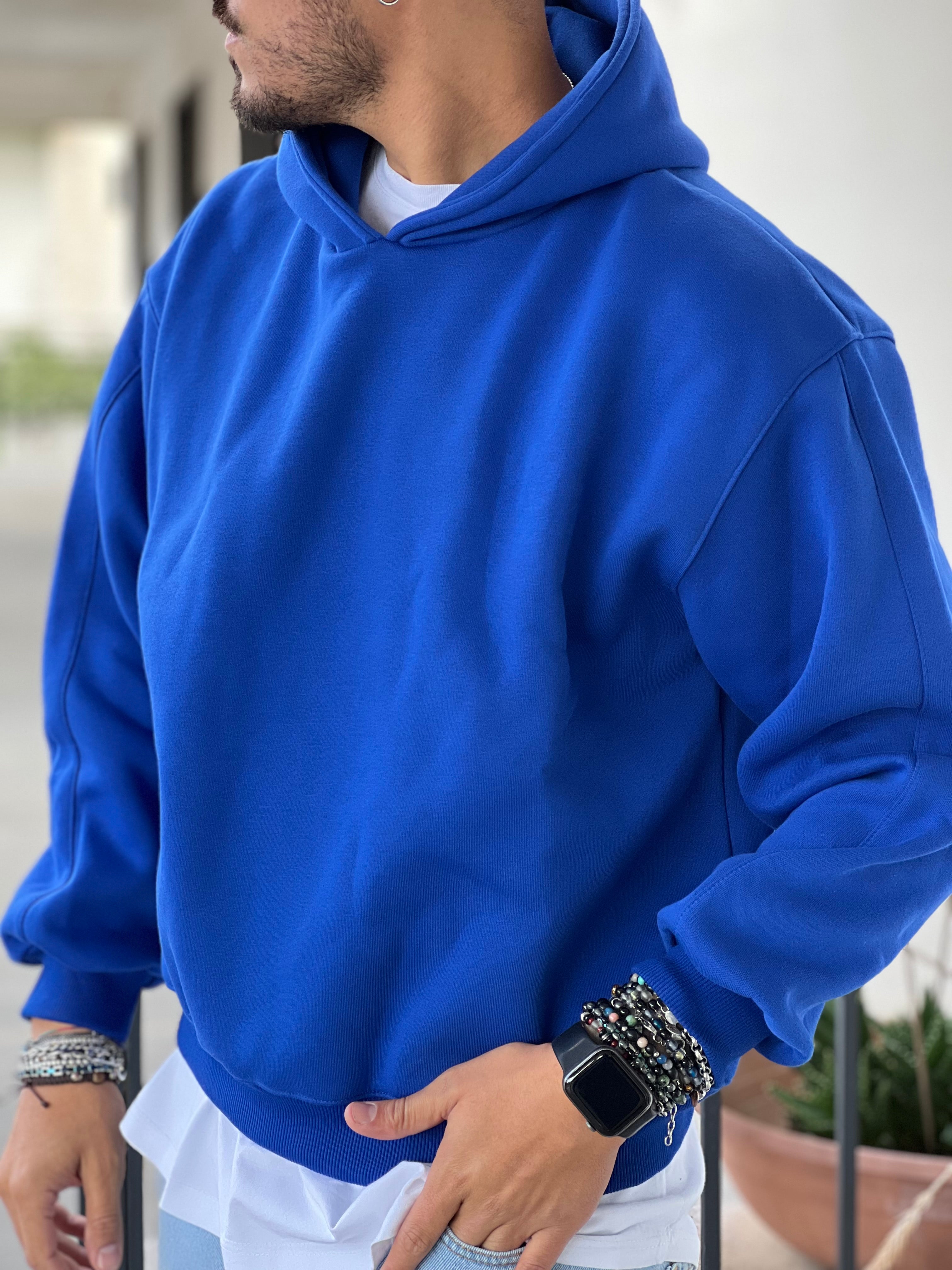 FELPA CAPPUCCIO BLU  NEW JOB BRAND