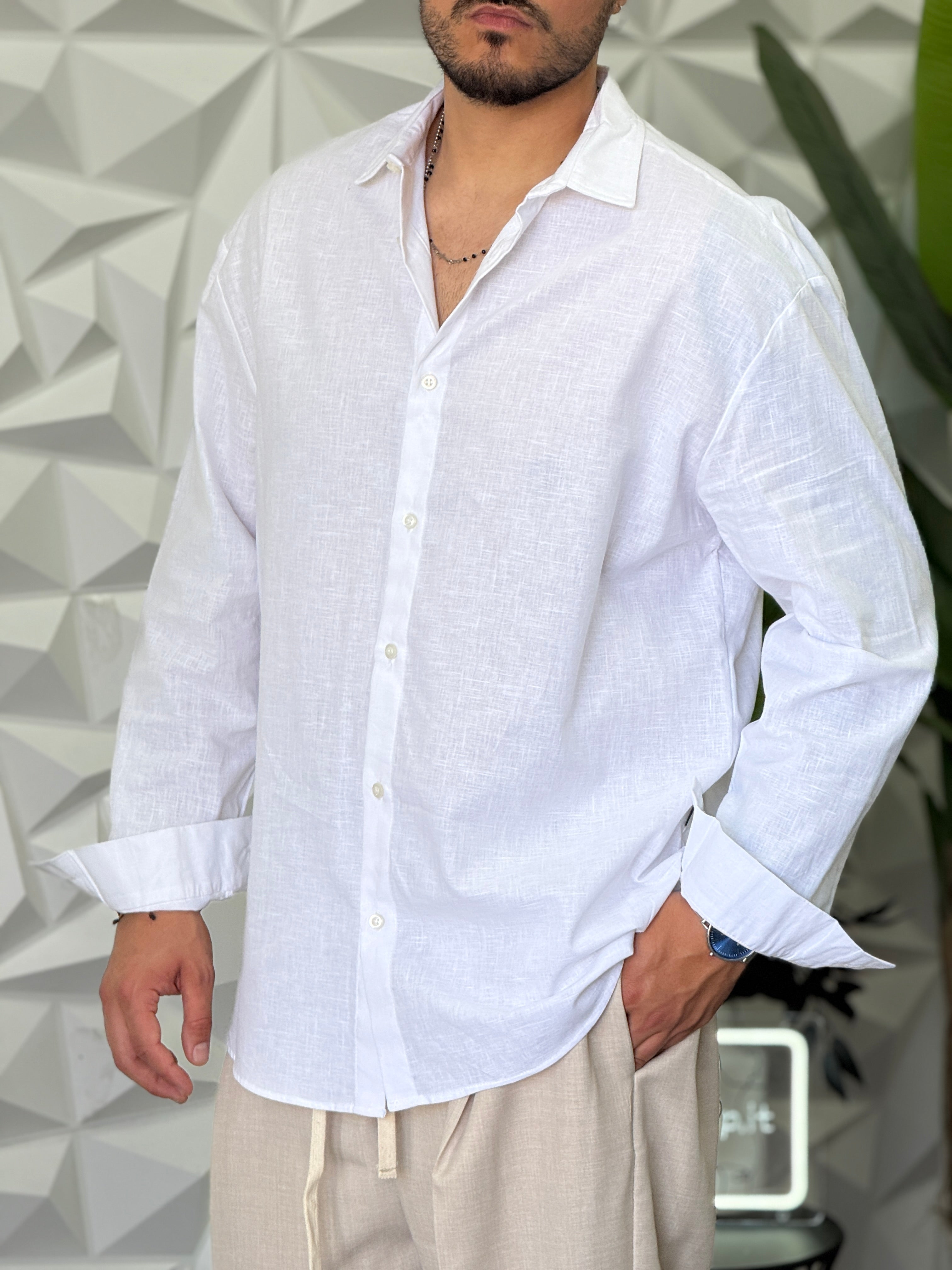 CAMICIA LINO BIANCO   NEW JOB BRAND