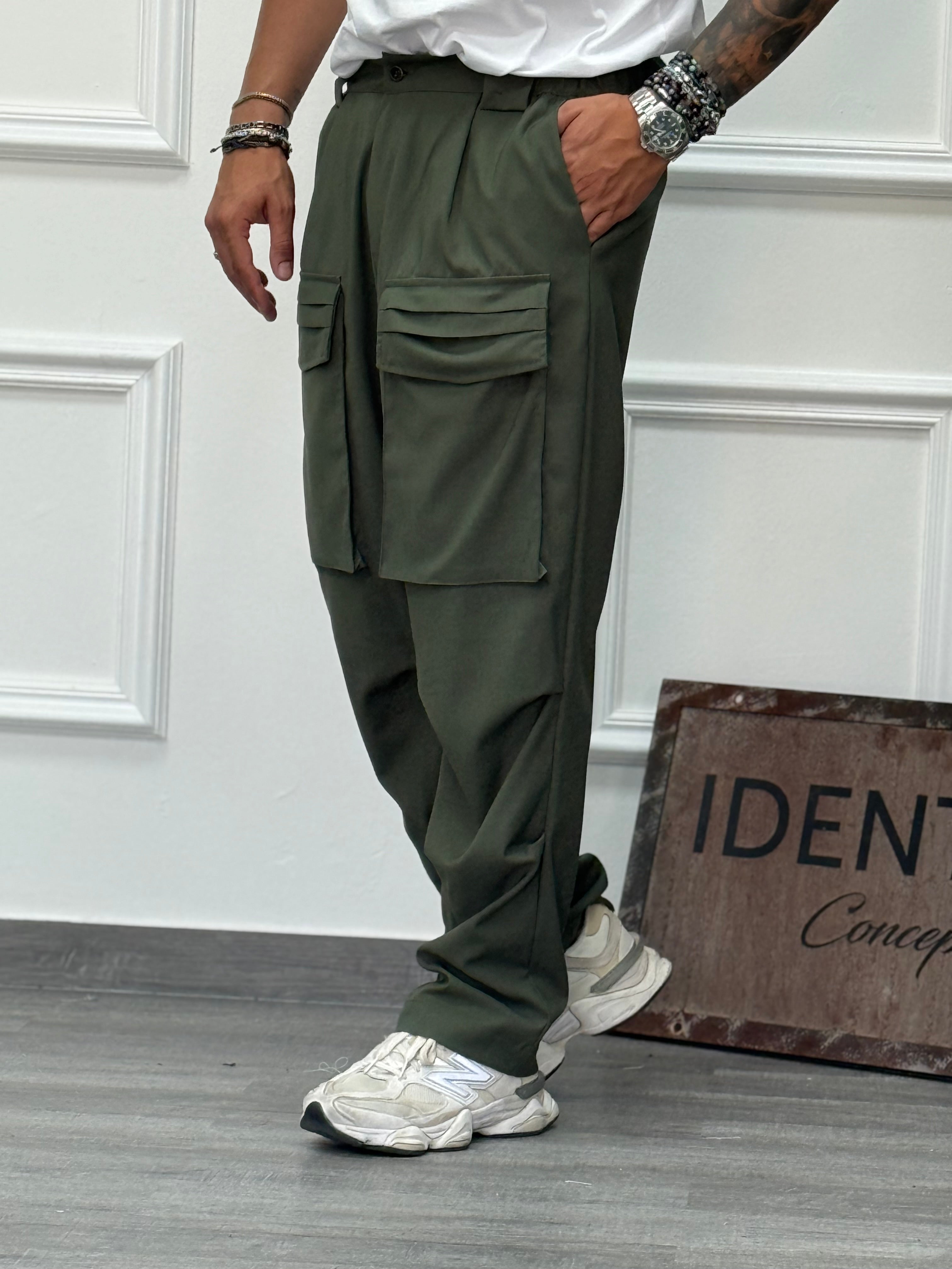 PANTALONE VERDE MILITARE GREG  TASCONATO NEW JOB BRAND