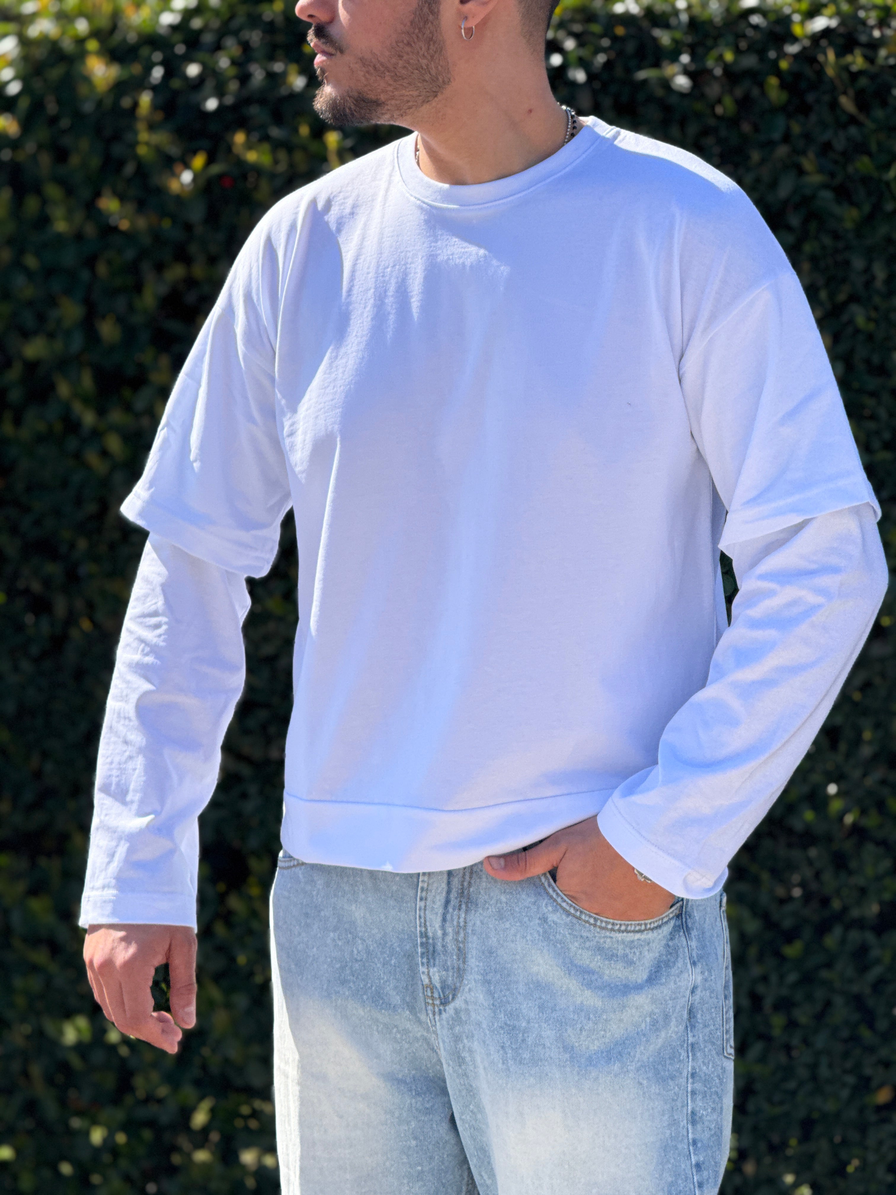 SHIRT DOPPIA MANICA OVER BIANCA NEW JOB BRAND