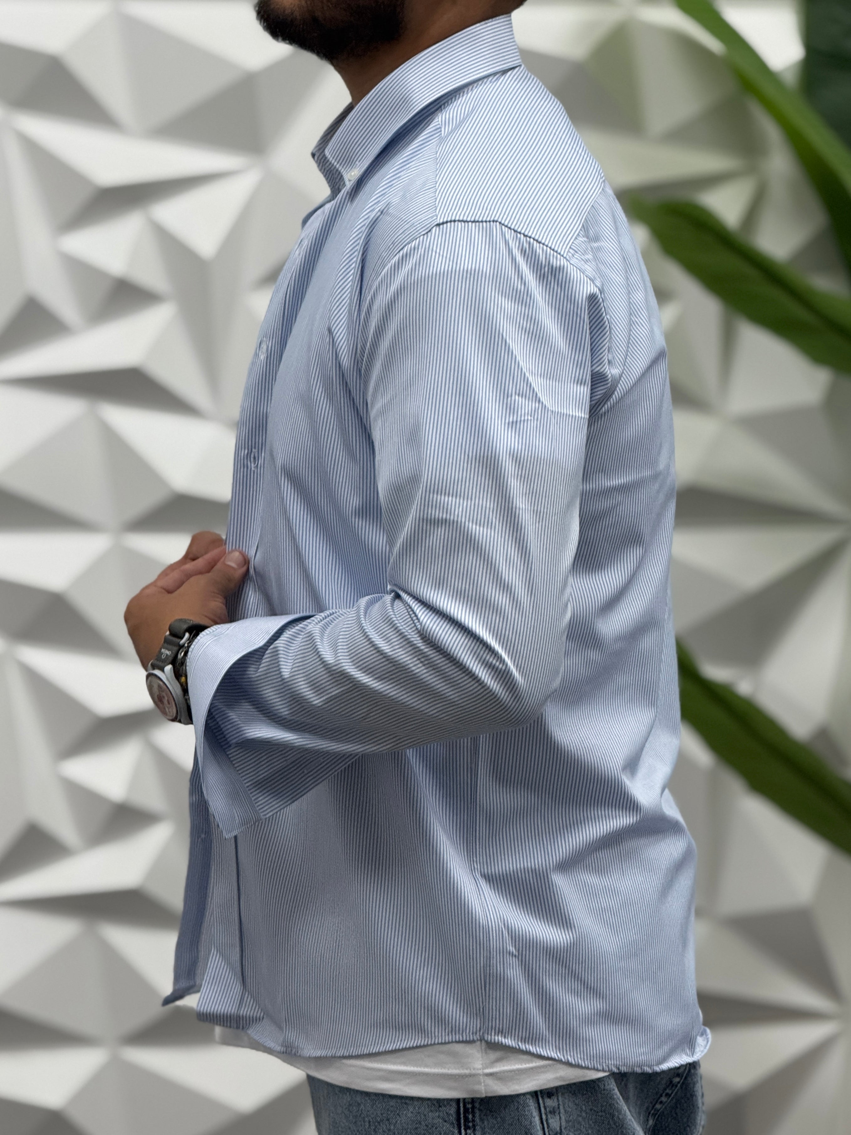 CAMICIA RIGATA CELESTE  REVAME