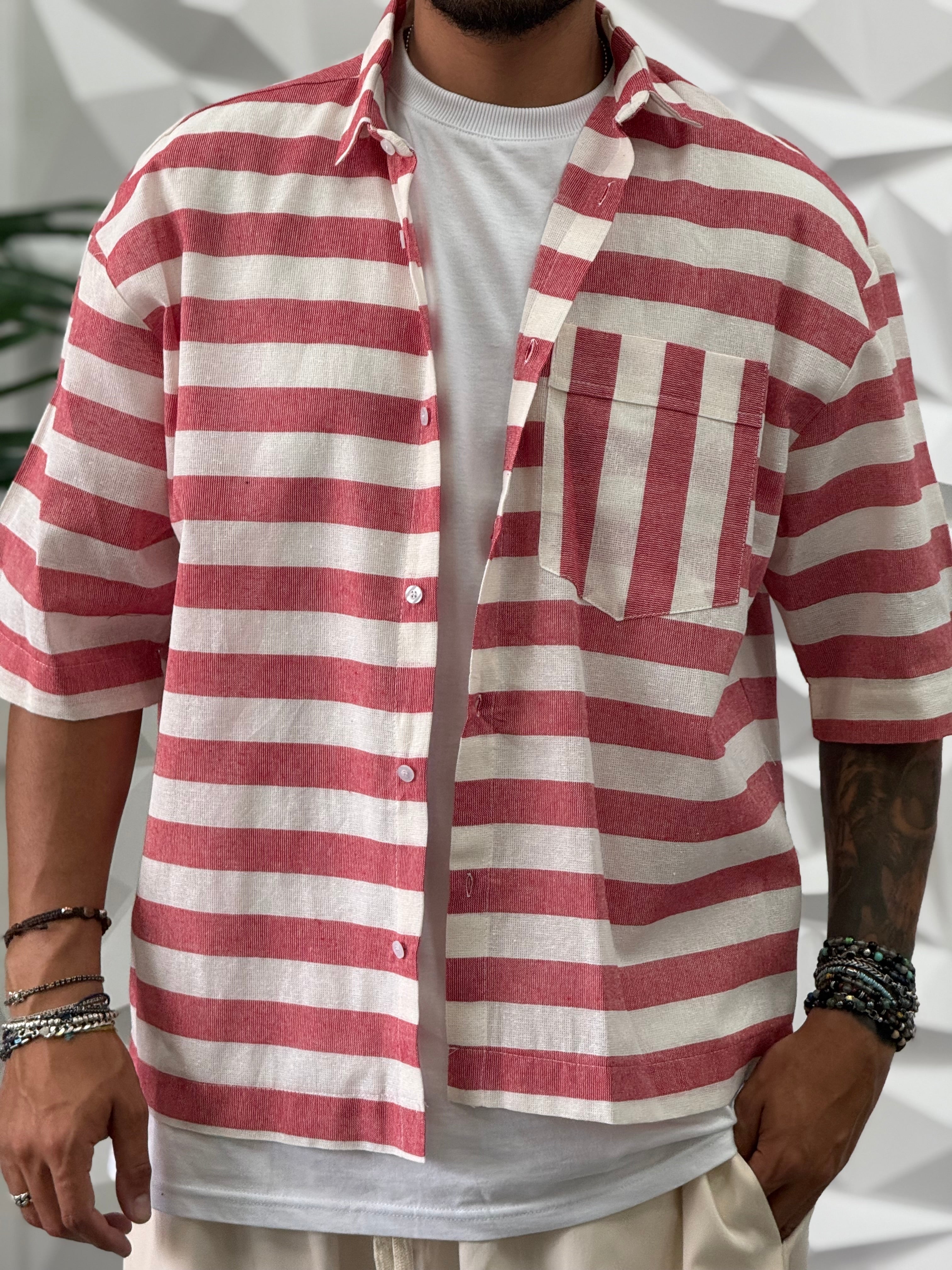 CAMICIA OVER RIGA ROSSA TASCONE NEW JOB BRAND