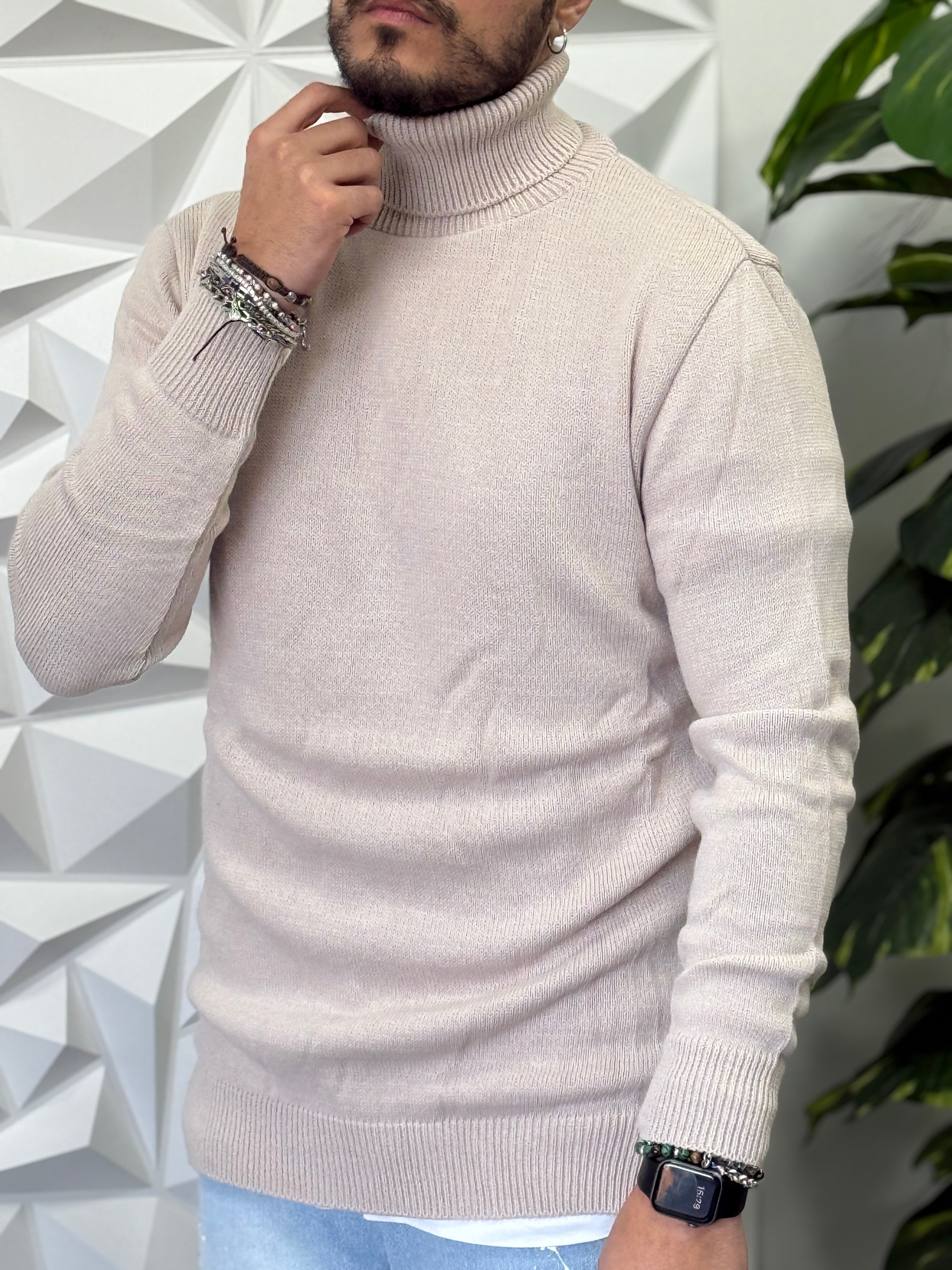 PULLOVER  LONG FIT COLLO ALTO BEIGE   NEW JOB BRAND