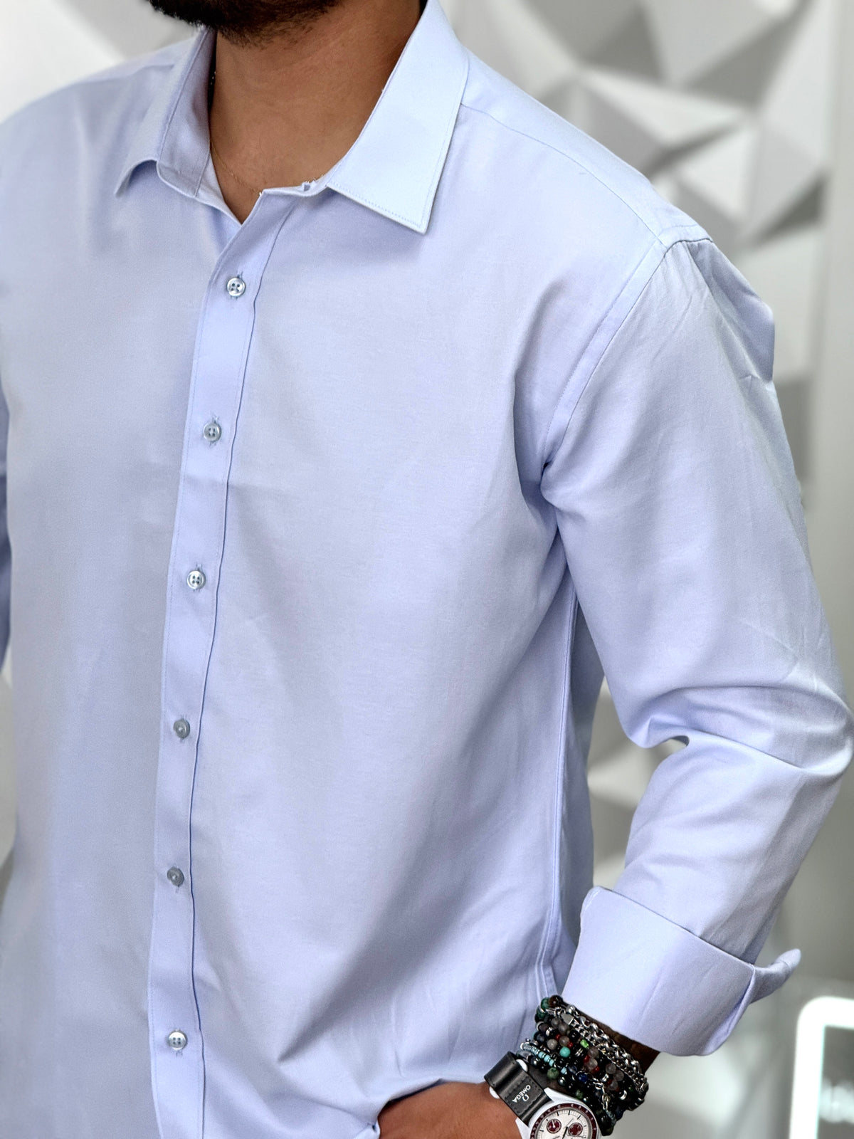 CAMICIA REVAME CELESTE MARTELLATA