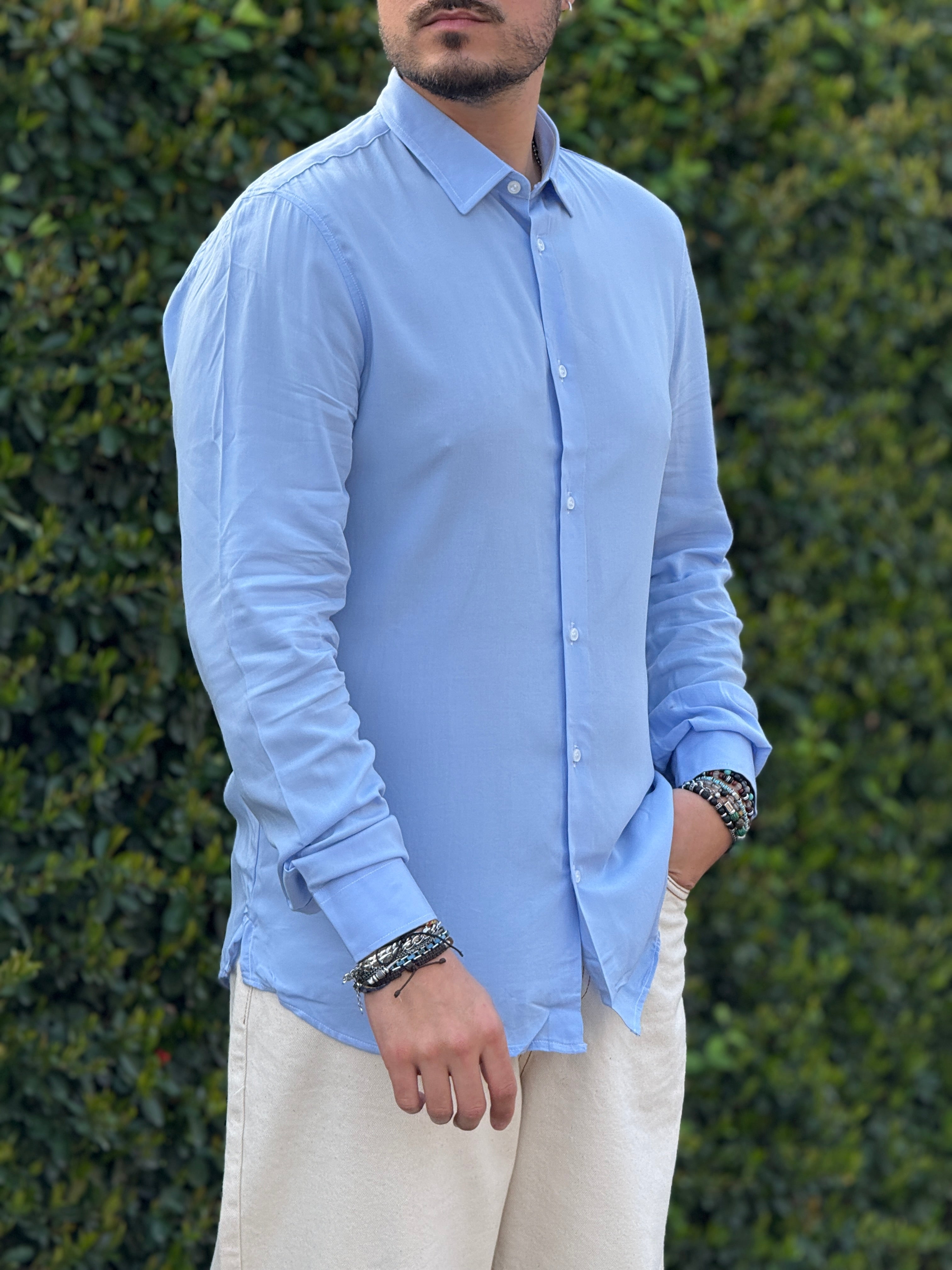 CAMICIA VISCOSA  CELESTE NEW JOB BRAND