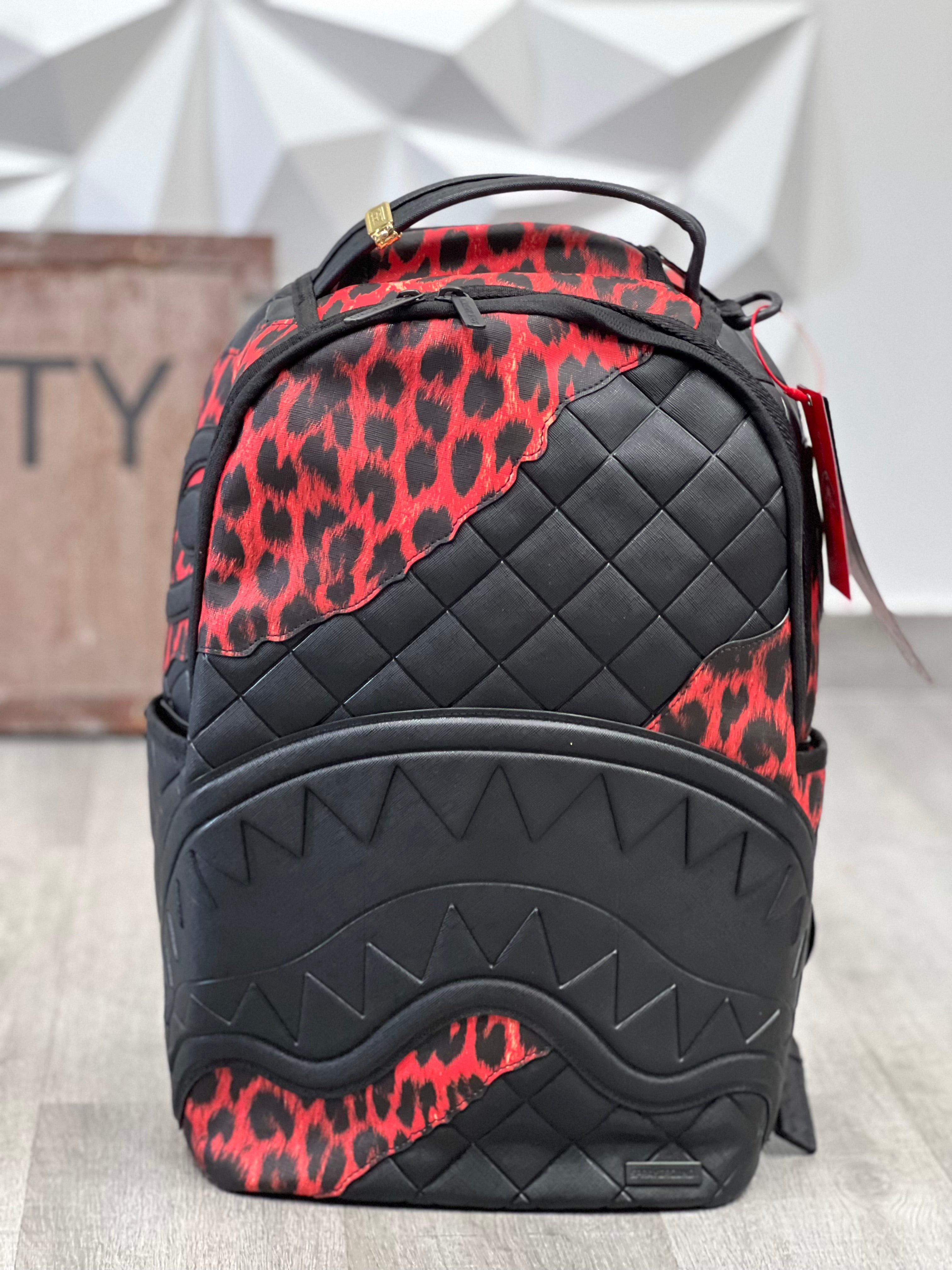 SPRAYGROUND ZAINO NERO RED LEOPARD PUFFER  910B7629NSZ