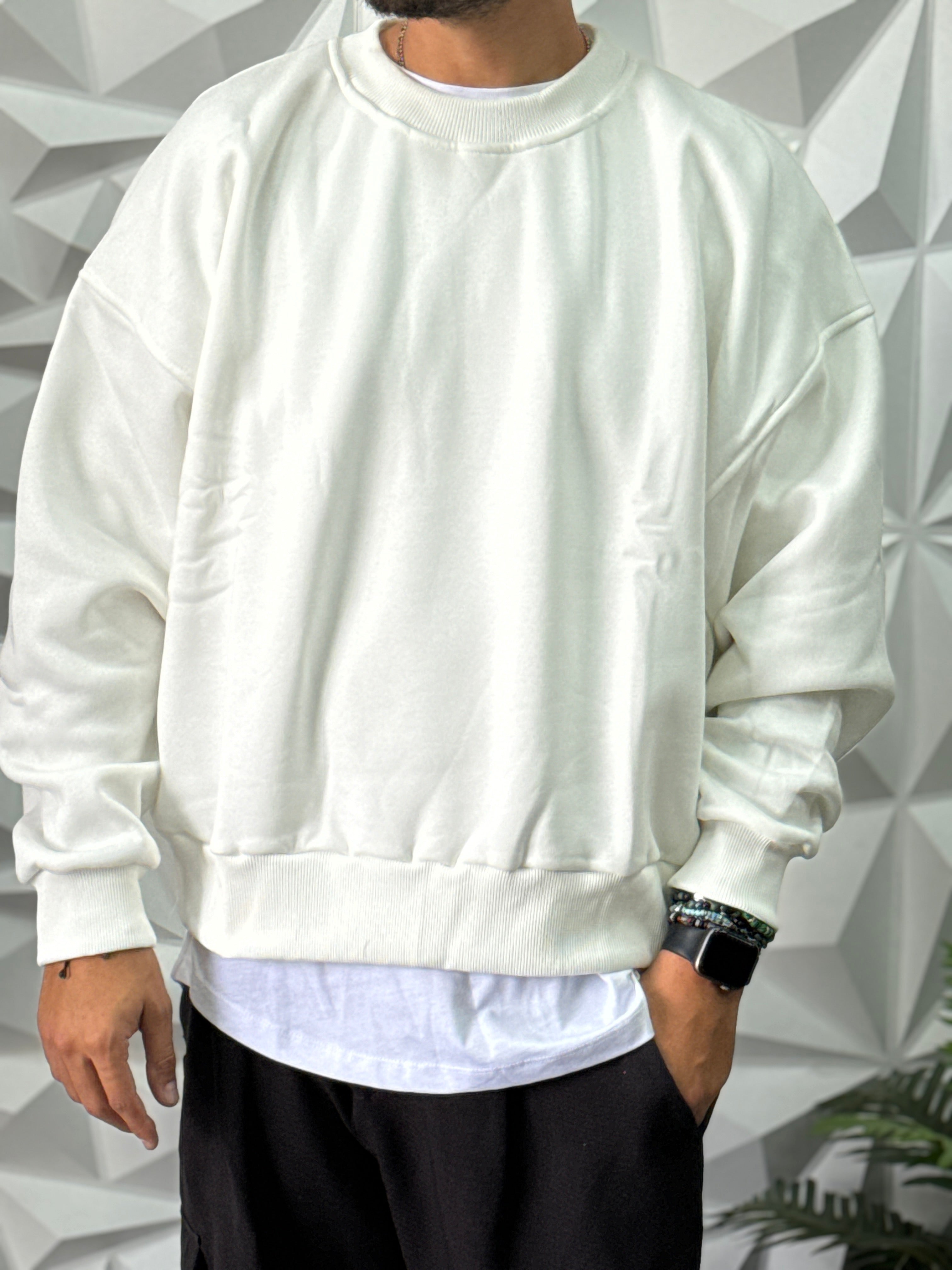 Felpa oversize panna girocollo  New job brand