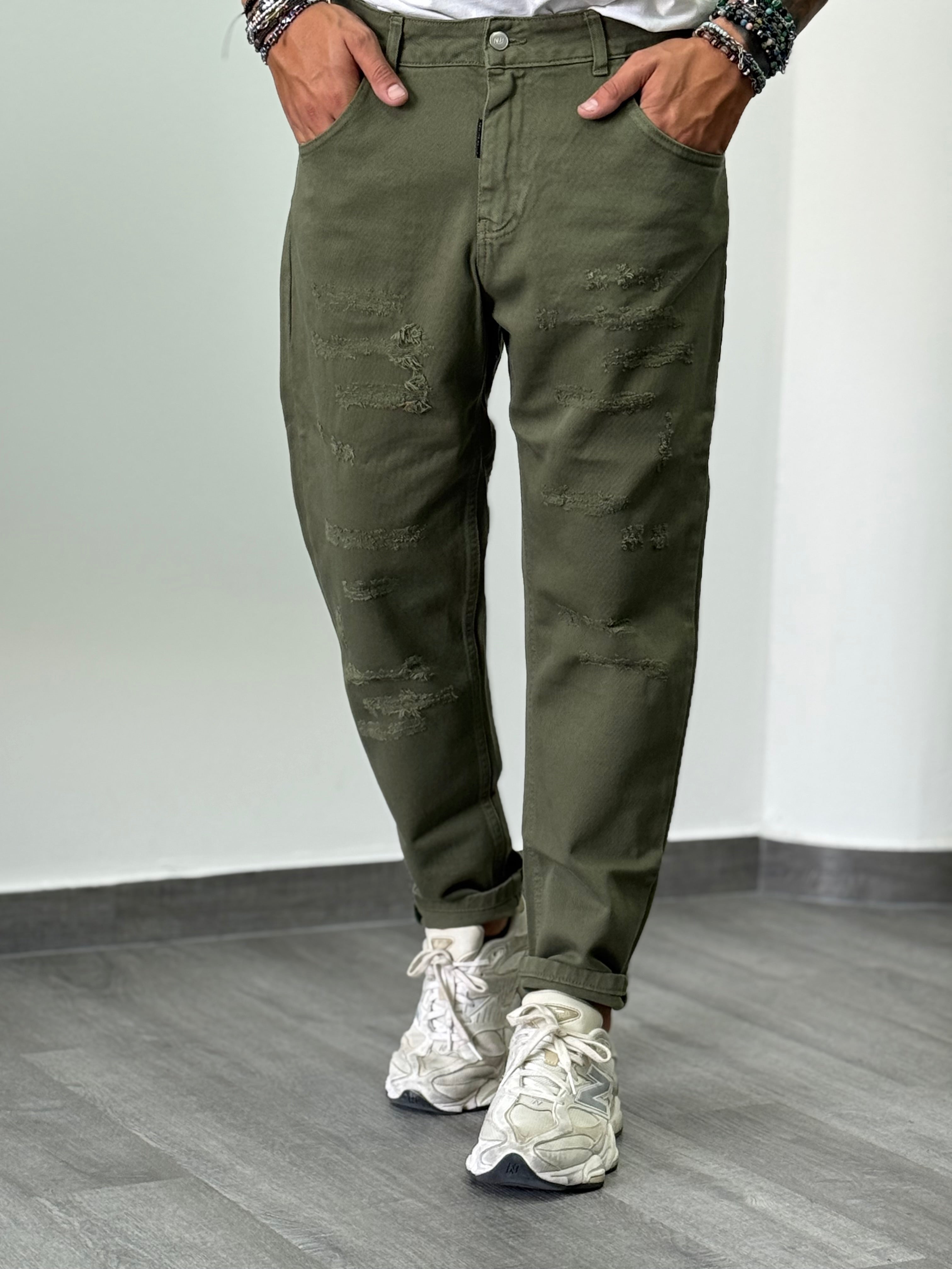 Jeans  Alf 7 verde militare New Job BRAND