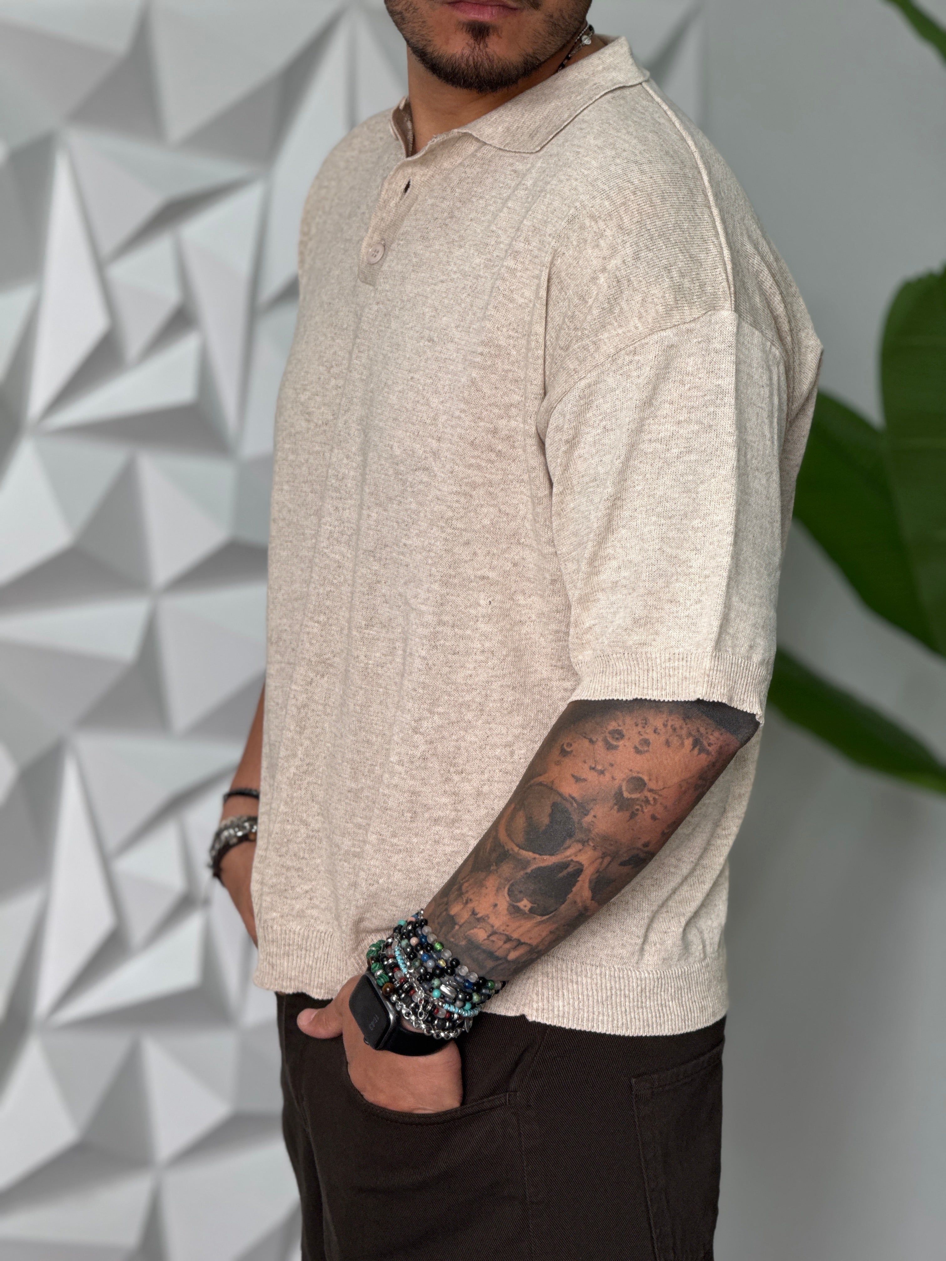 POLO CROPPED IN FILO BEIGE  NEW JOB BRAND