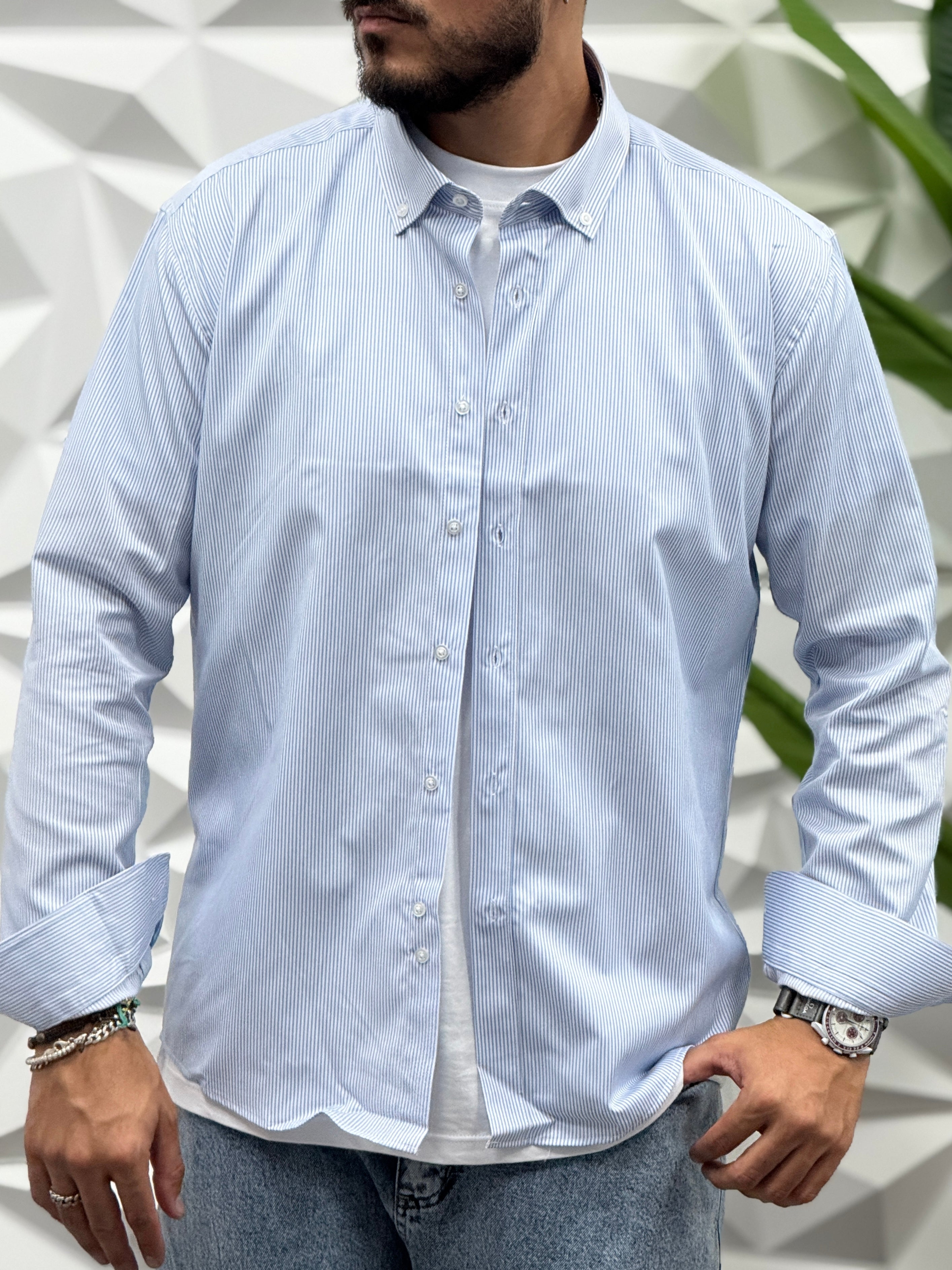CAMICIA RIGATA CELESTE  REVAME