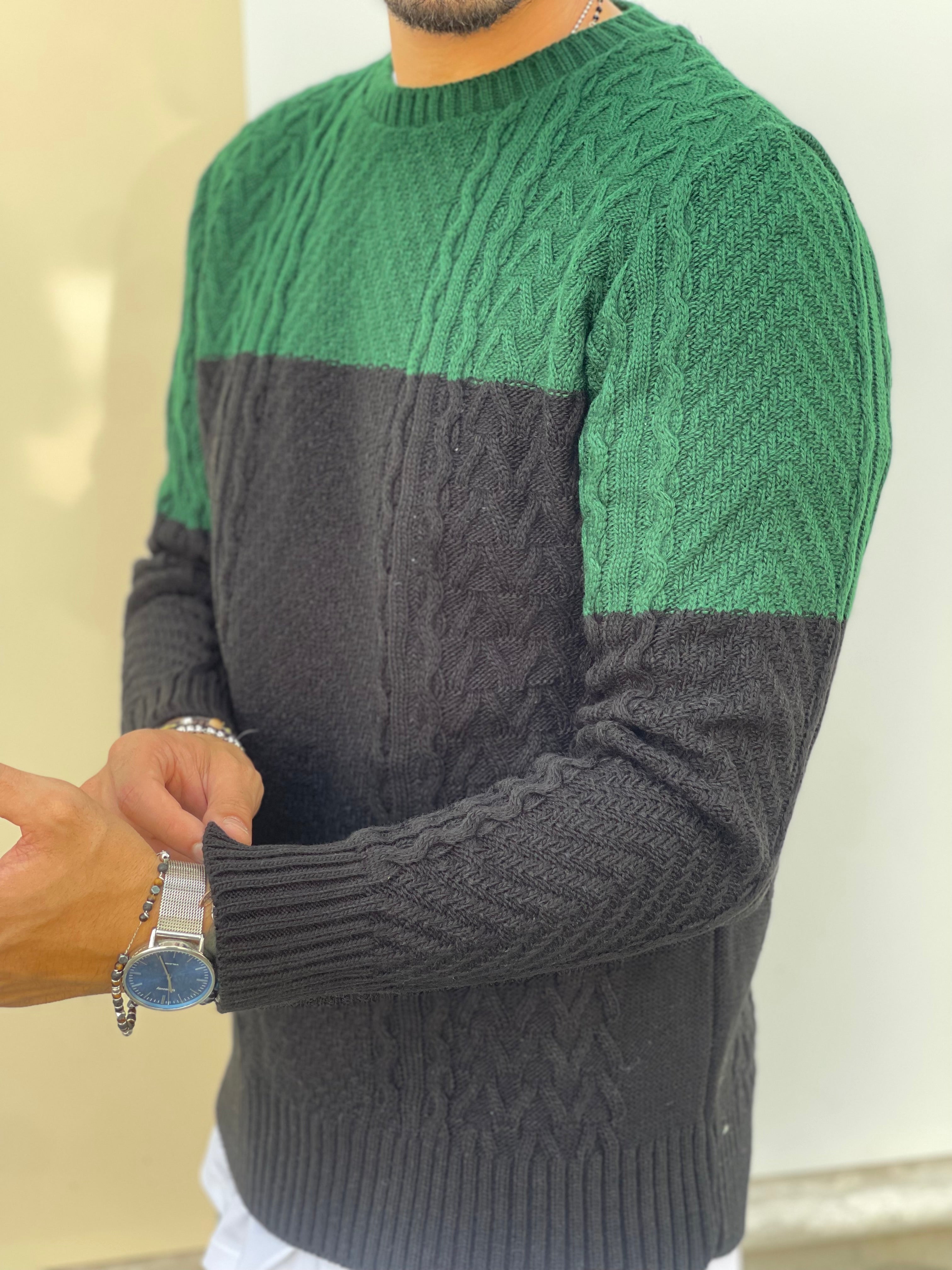 PULLOVER FASCIA NERO/Verde new job brand