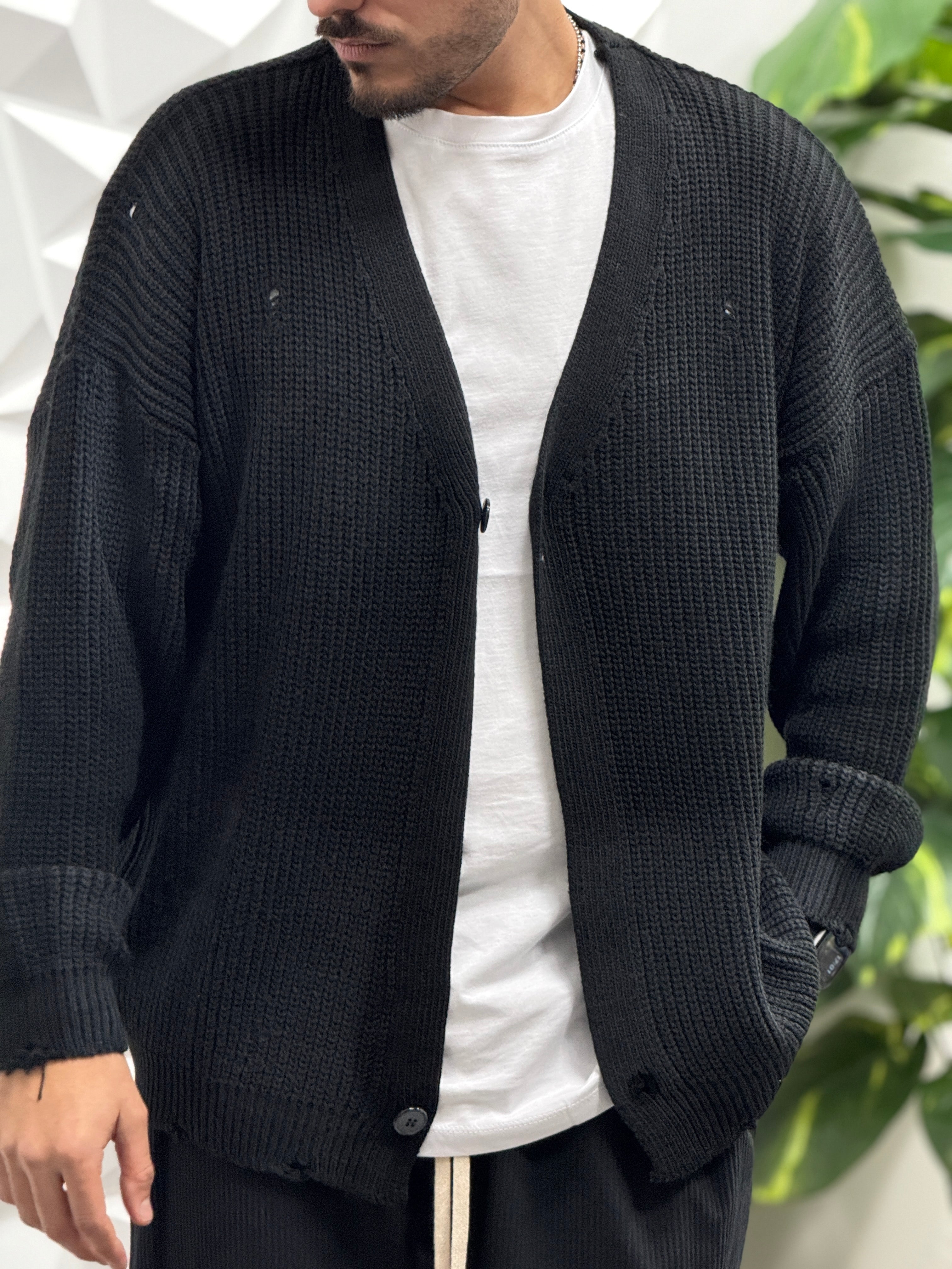 Cardigan Oversize nero sfumato New Job Brand