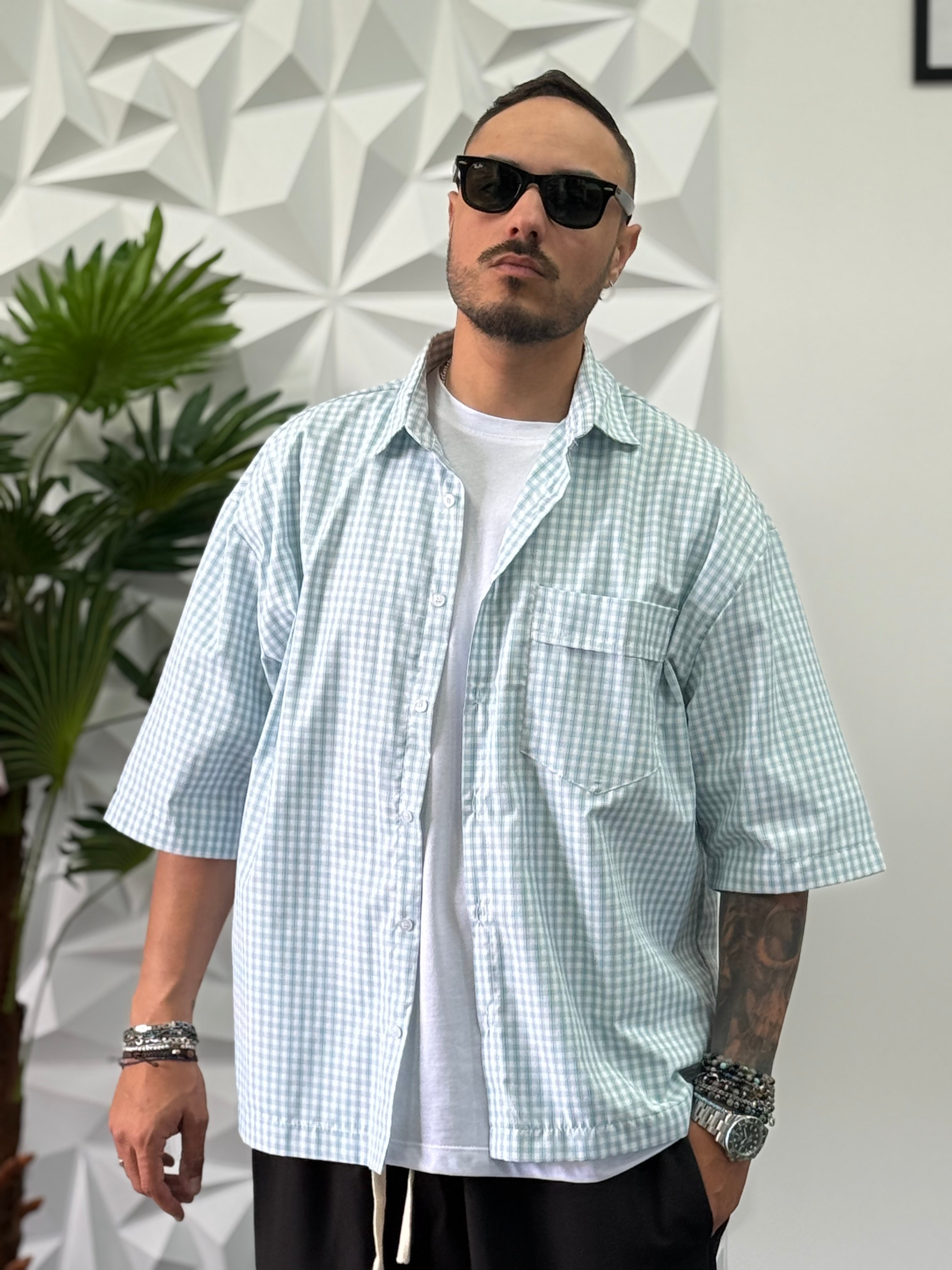 CAMICIA QUADRI ACQUAMARINA NJB