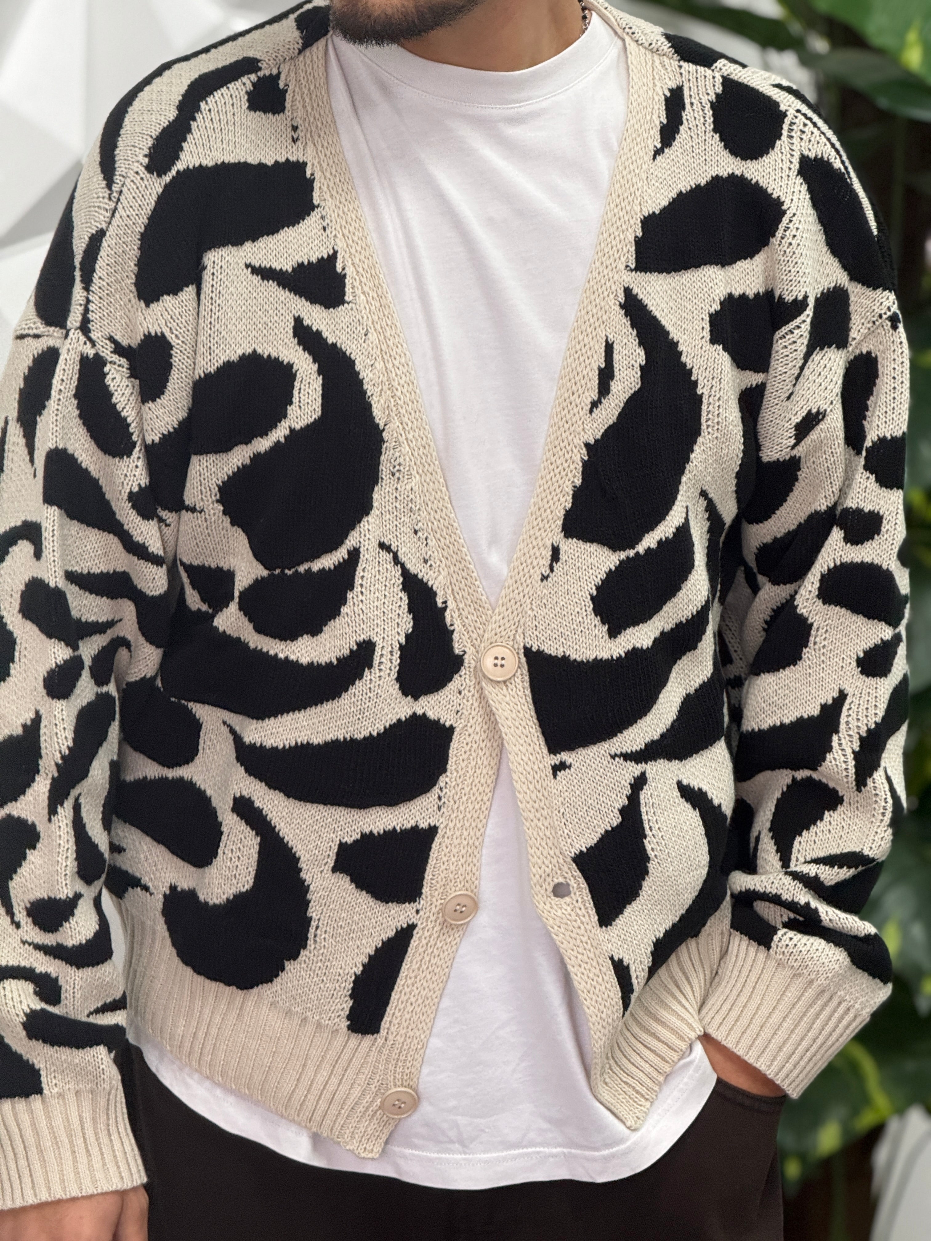 CARDIGAN MACULATO CROPPED REVAME