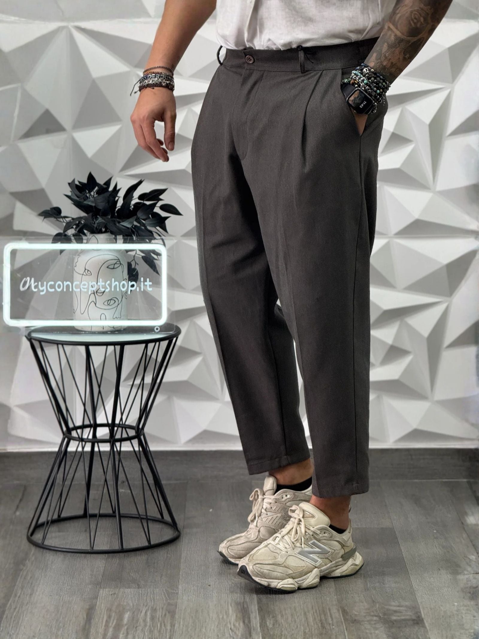 PANTALONE MONTECARLO FW26 GRIGIO MICROFANTASIA  NEW JOB BRAND