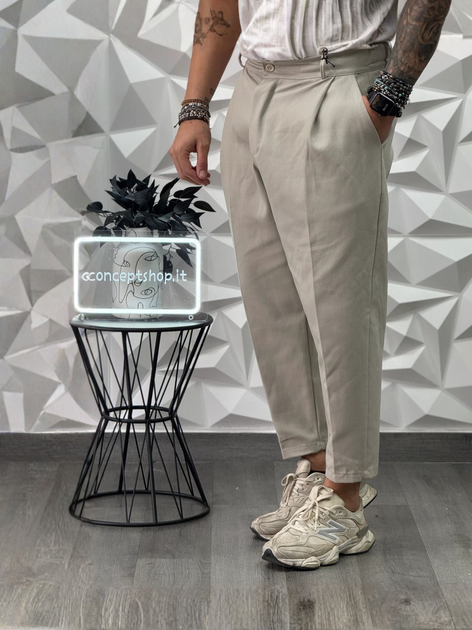 PANTALONE MONTECARLO FW26 BEIGE SPIGATO   NEW JOB BRAND